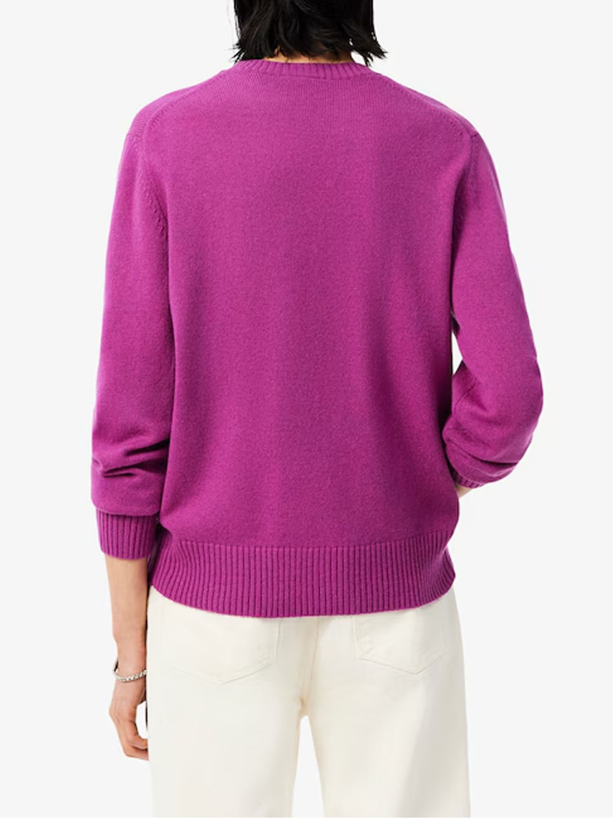 Lacoste Maglione a girocollo in lana cardata Rosa