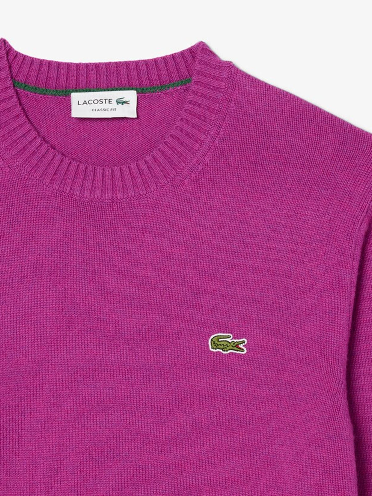 Lacoste Maglione a girocollo in lana cardata Rosa