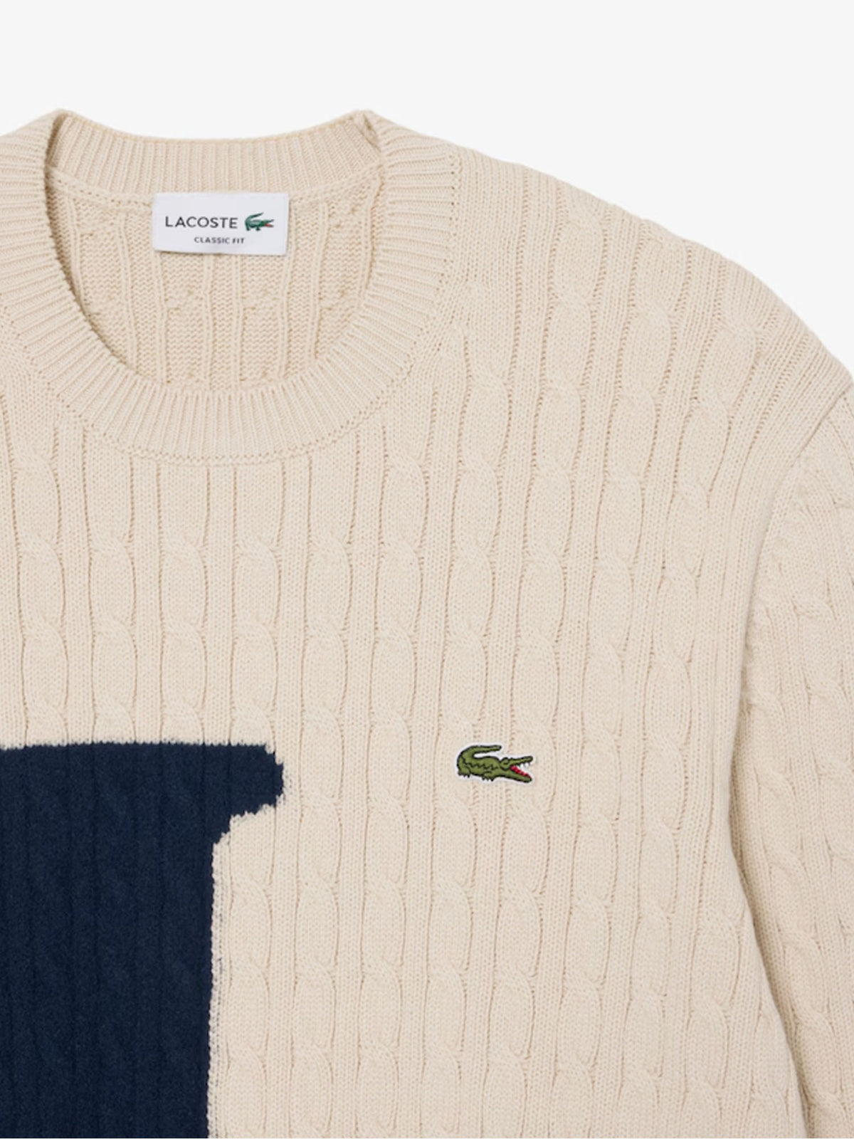 Lacoste Maglione a trecce con intarsio Beige