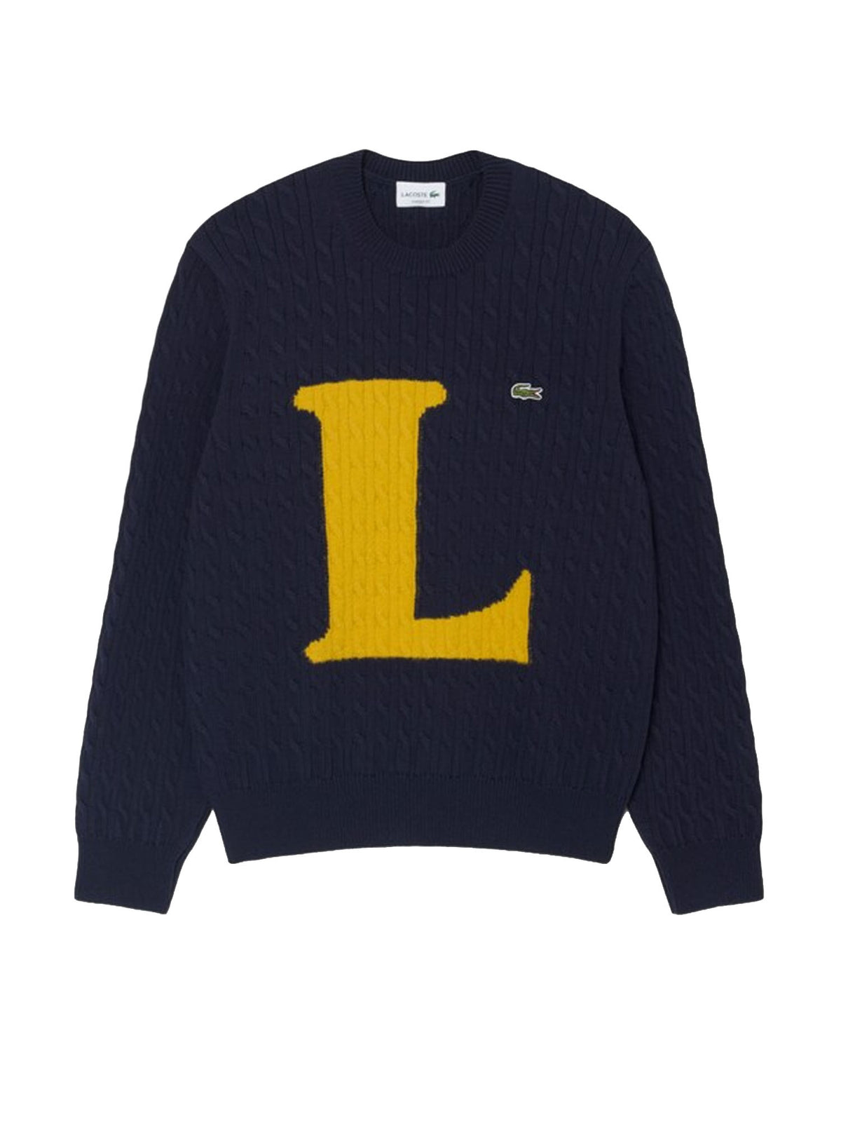 Lacoste Maglione a trecce con intarsio Blu