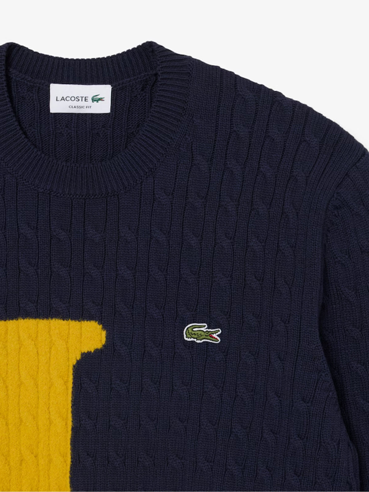 Lacoste Maglione a trecce con intarsio Blu