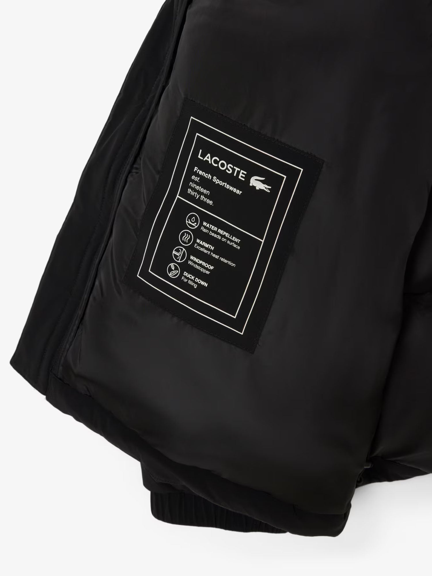 Lacoste Piumino con cappuccio impermeabile Nero