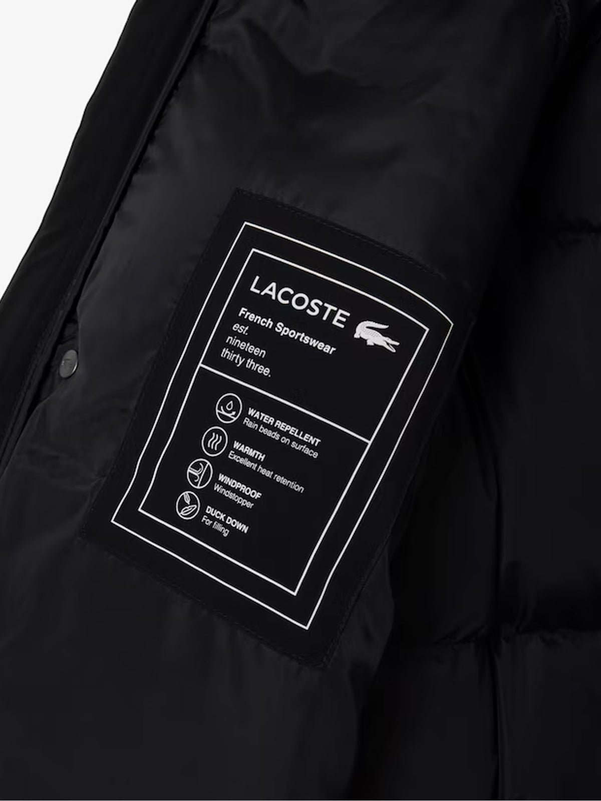 Lacoste Piumino lungo impermeabile Nero