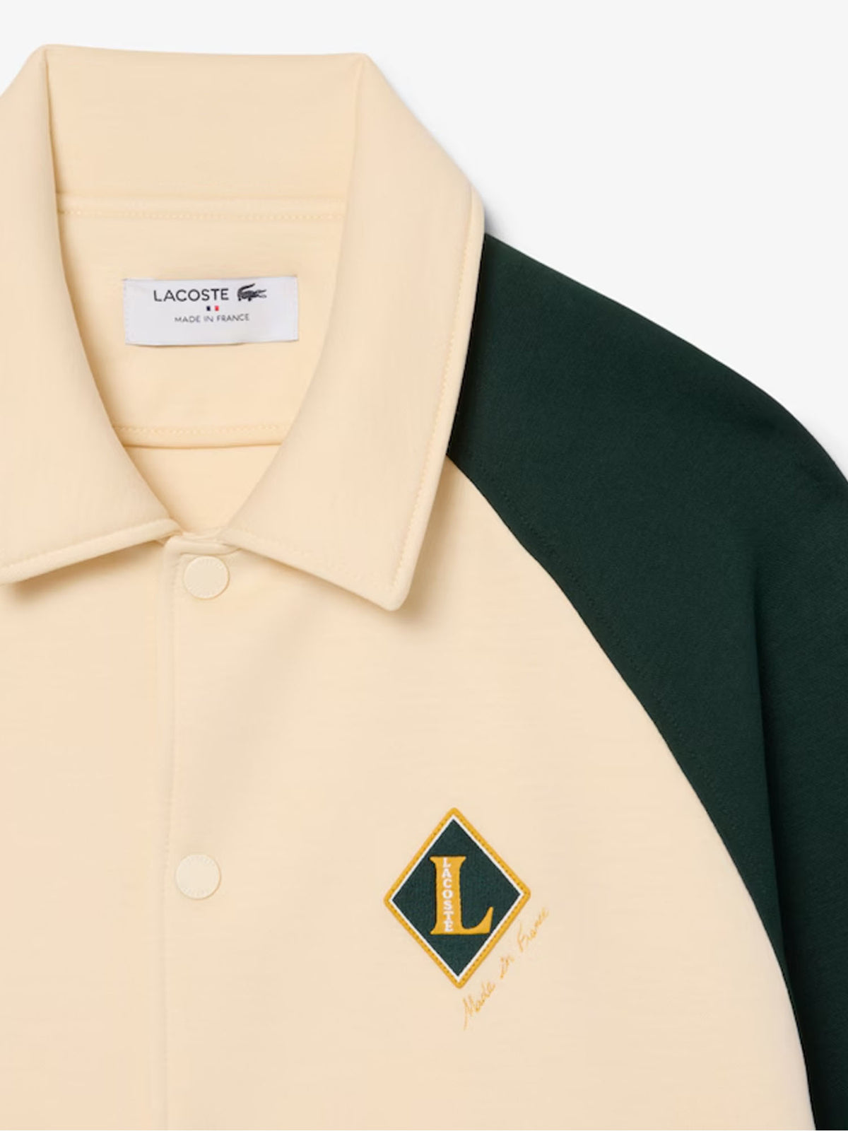 Lacoste Giacca con stemma stile college Made in France Beige