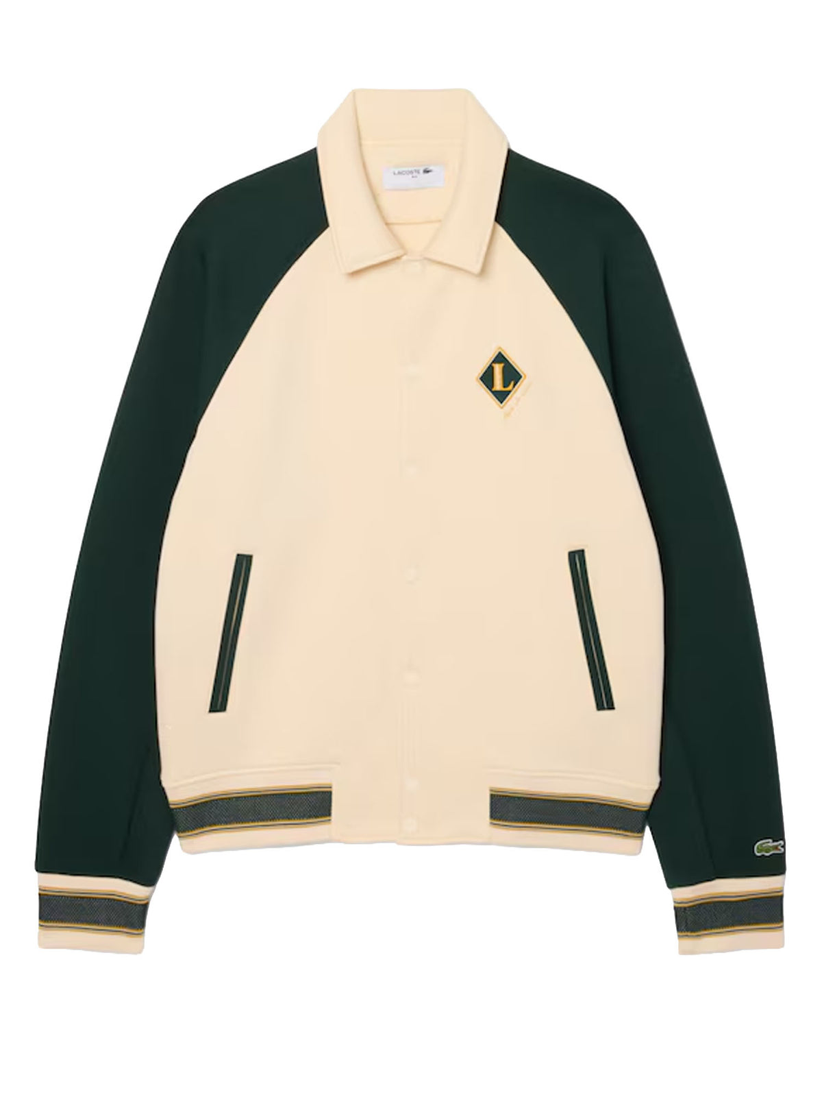 Lacoste Giacca con stemma stile college Made in France Beige
