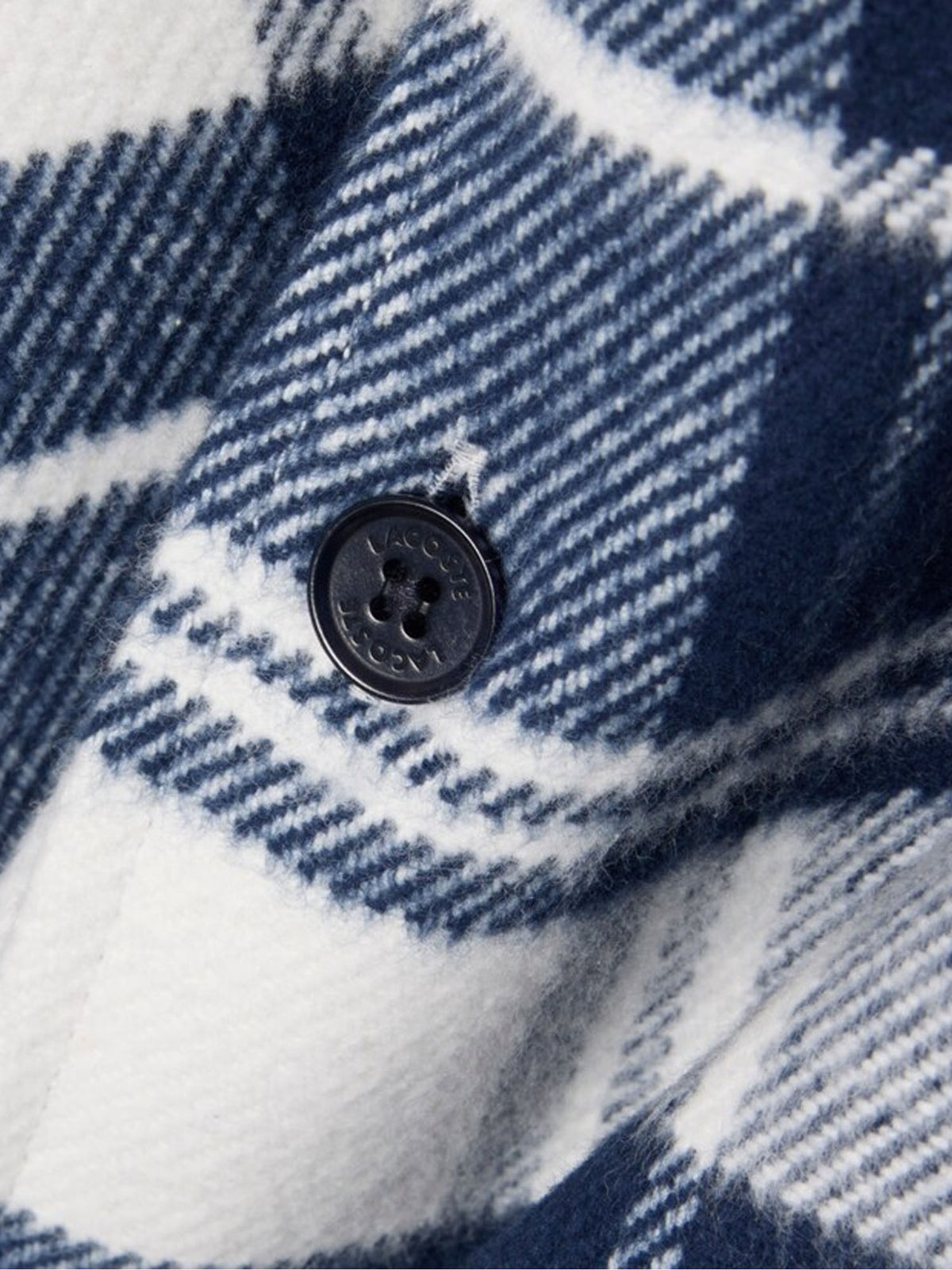 Lacoste Overshirt in twill di cotone con motivo scozzese Bianco