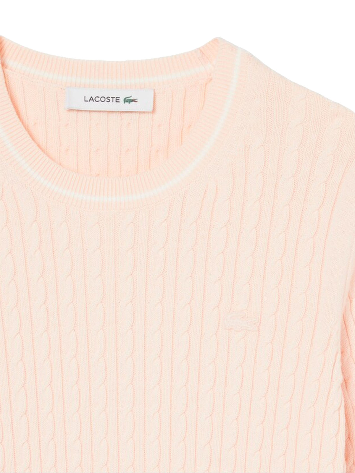 Lacoste Maglione a trecce con dettaglio striscia Rosa
