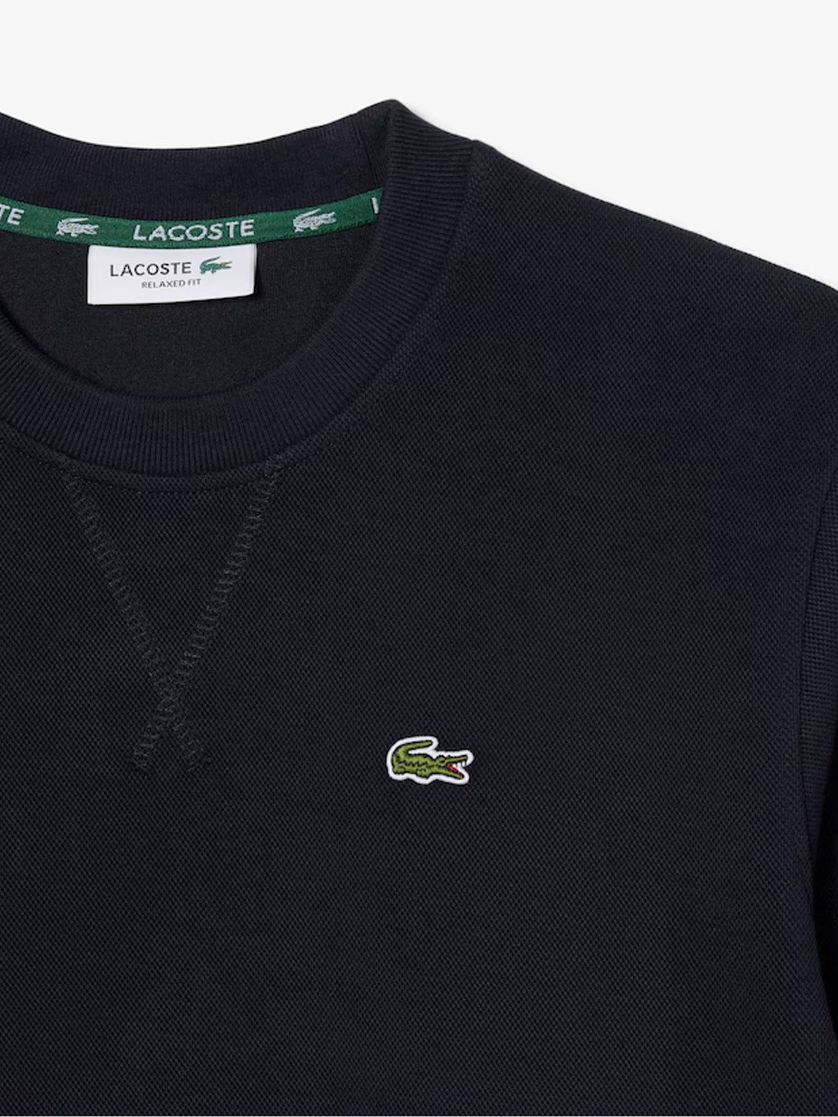 Lacoste Felpa girocollo in piqué relaxed fit Blu