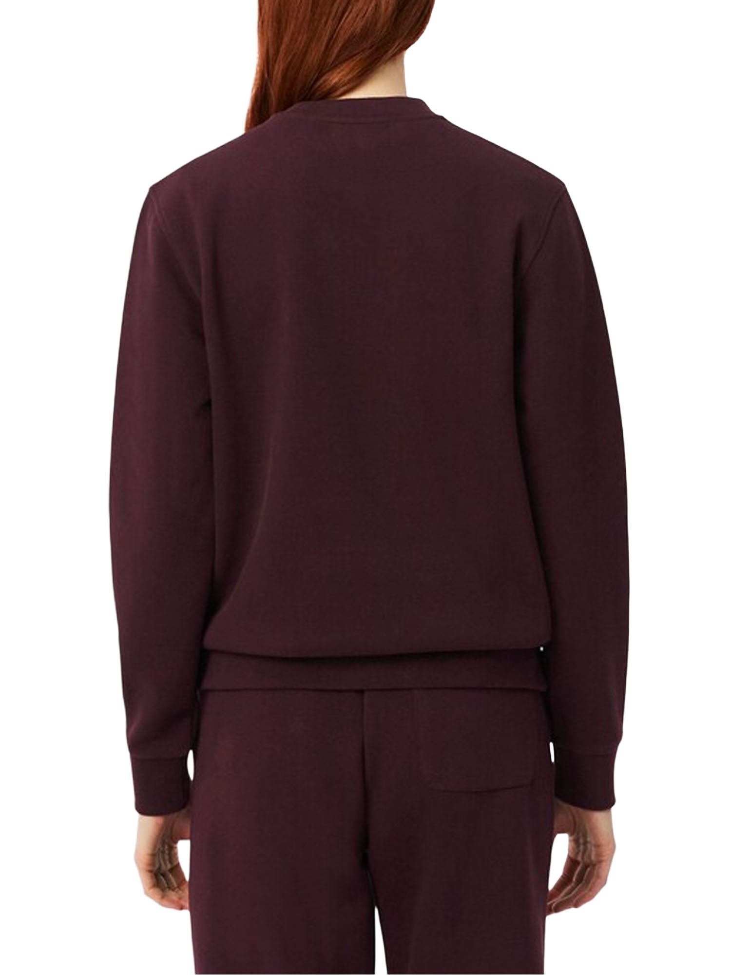 Lacoste Felpa girocollo in piqué relaxed fit Bordeaux