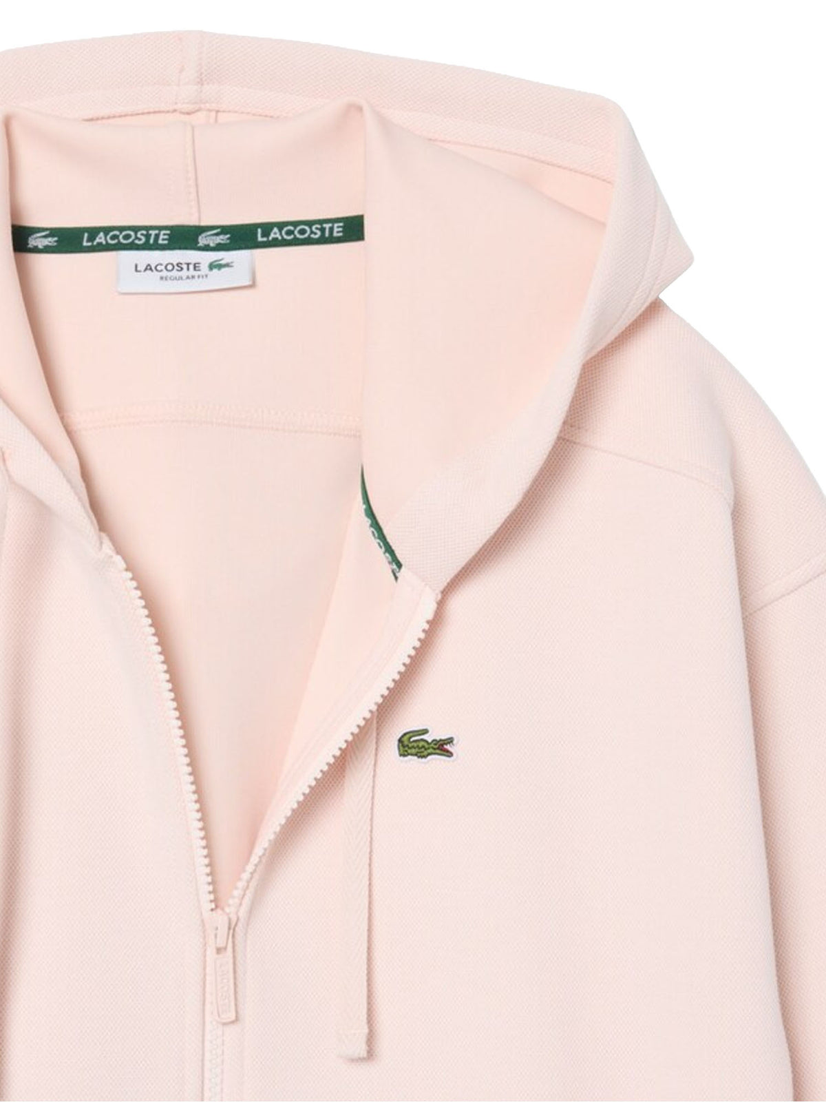 Lacoste Felpa con zip e cappuccio in piqué Rosa
