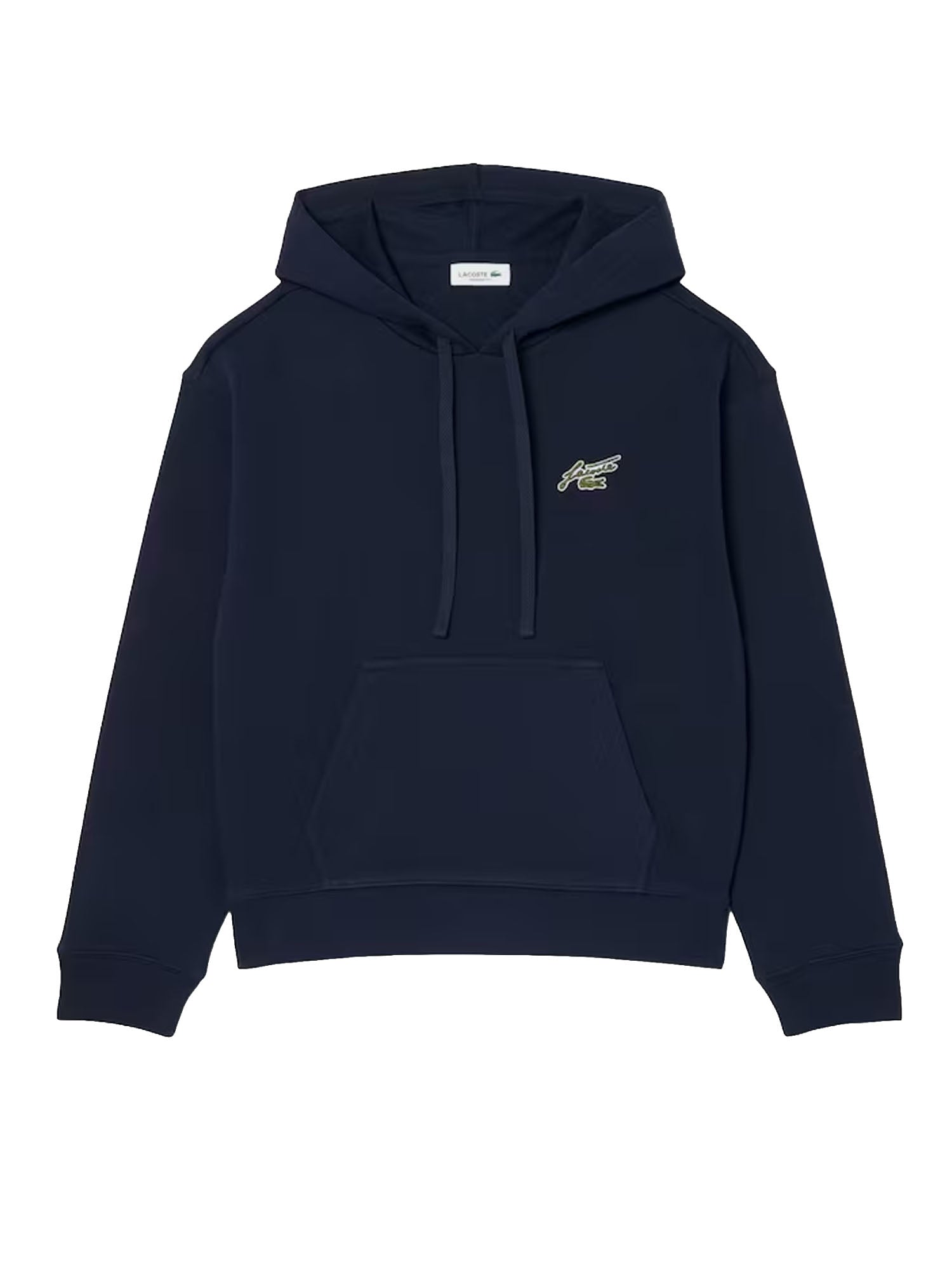 Lacoste Felpa con cappuccio in tessuto felpato con stemma Blu