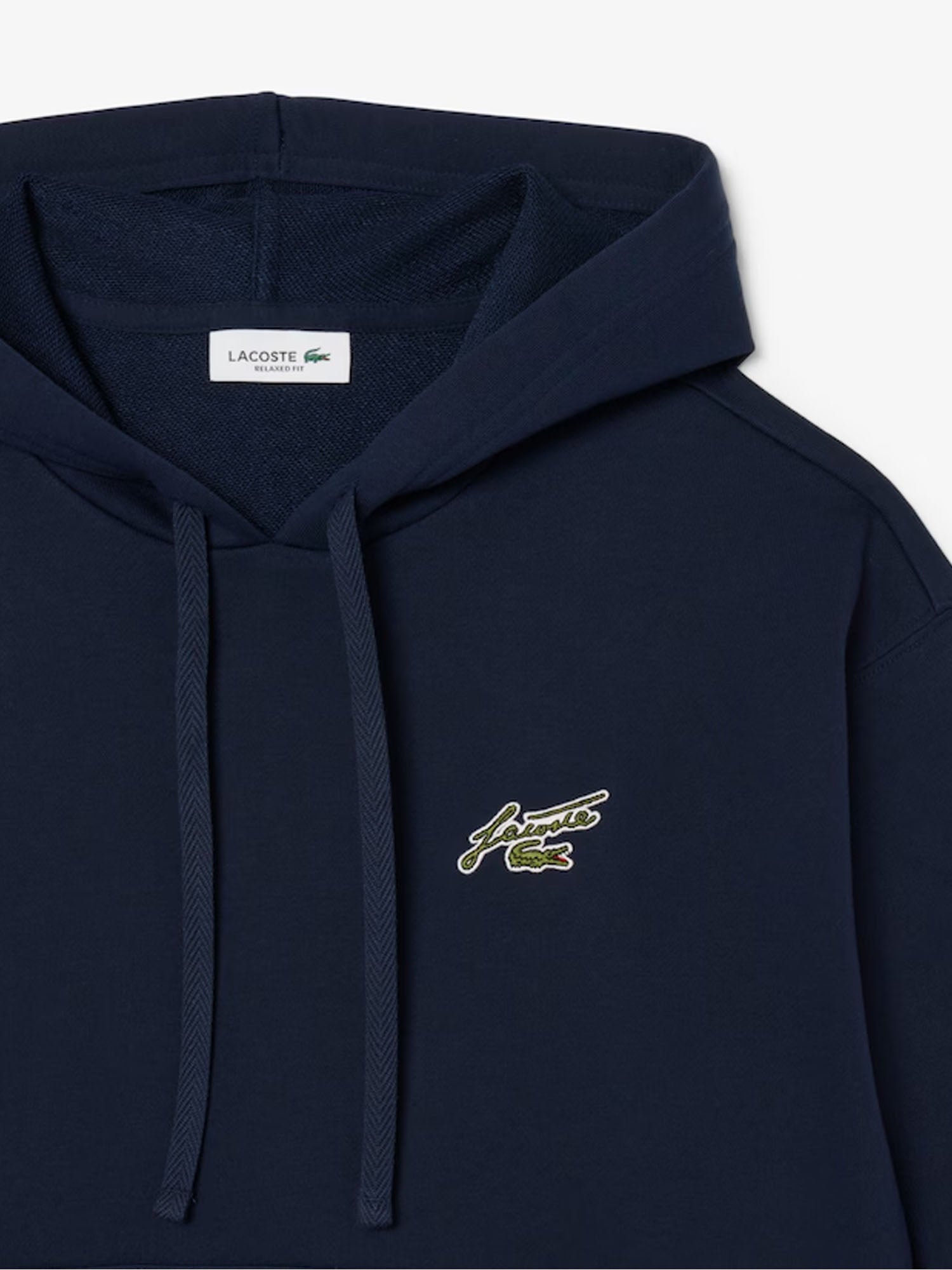 Lacoste Felpa con cappuccio in tessuto felpato con stemma Blu