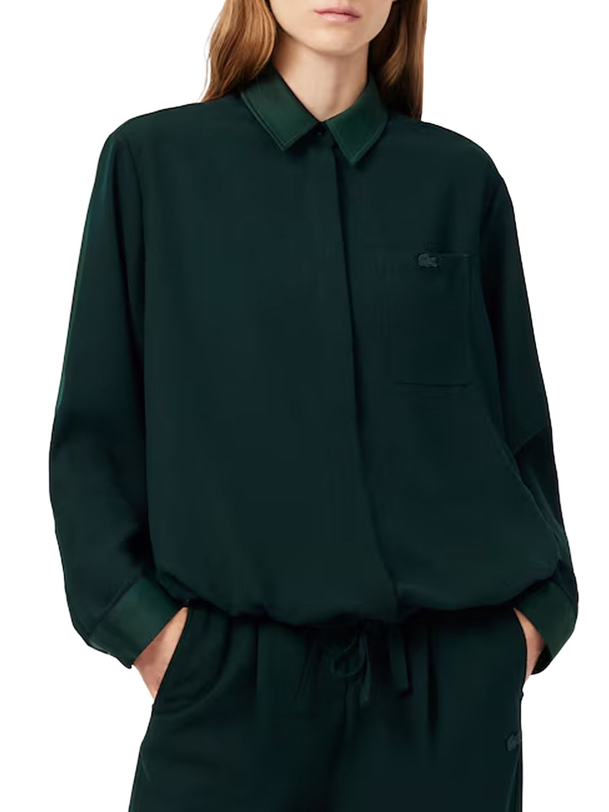 Lacoste Camicia oversize con dettagli in raso Verde