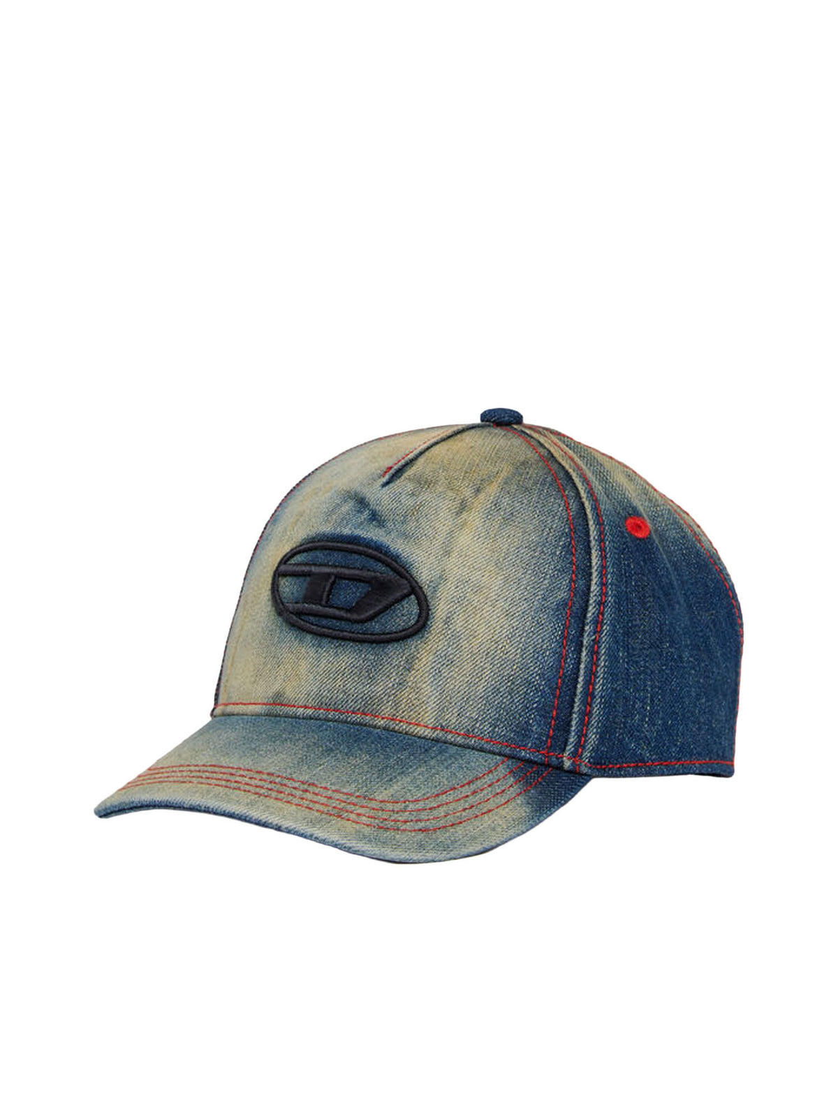 Diesel Cappellino in denim faded con ricamo Oval D bambino Blu