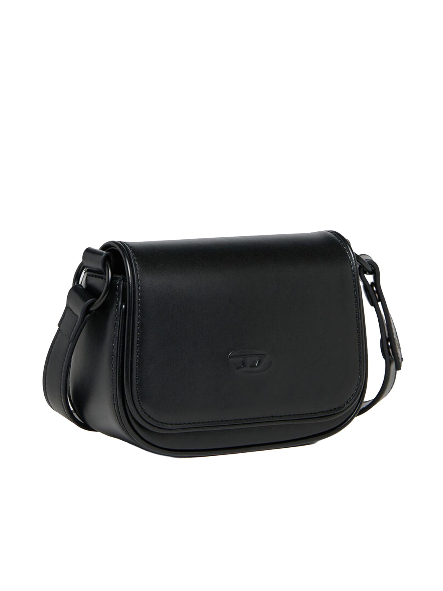 Diesel Borsa a tracolla con logo Oval D embossato Nero