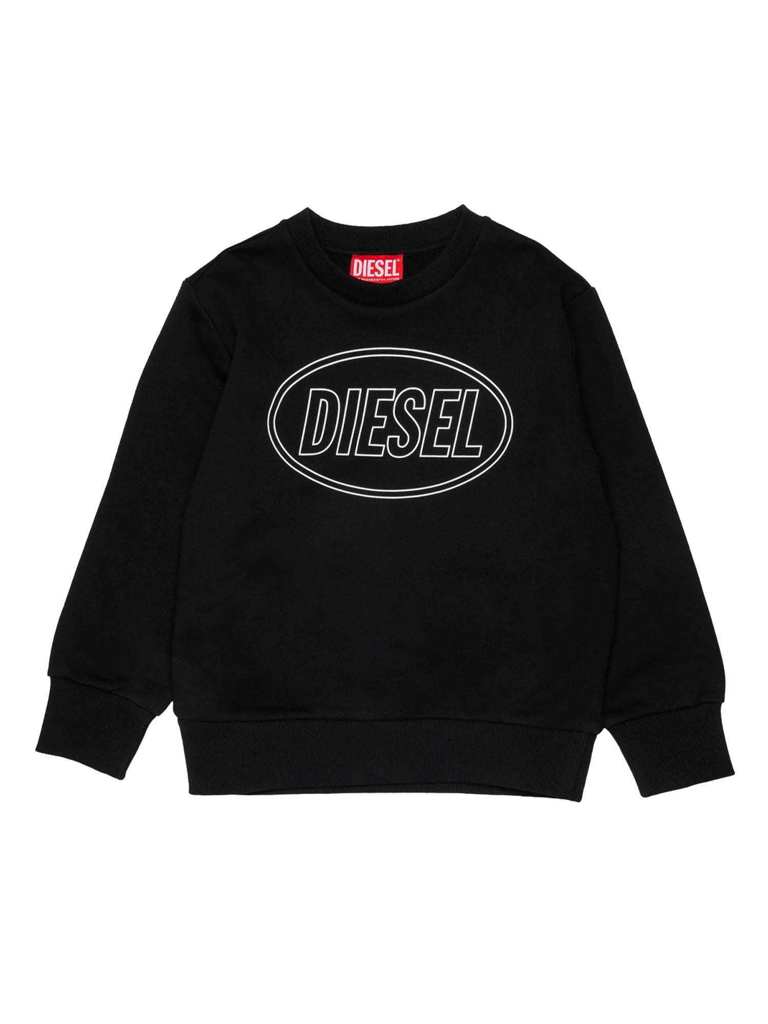 Diesel Felpa girocollo con Logo Bambino Nero
