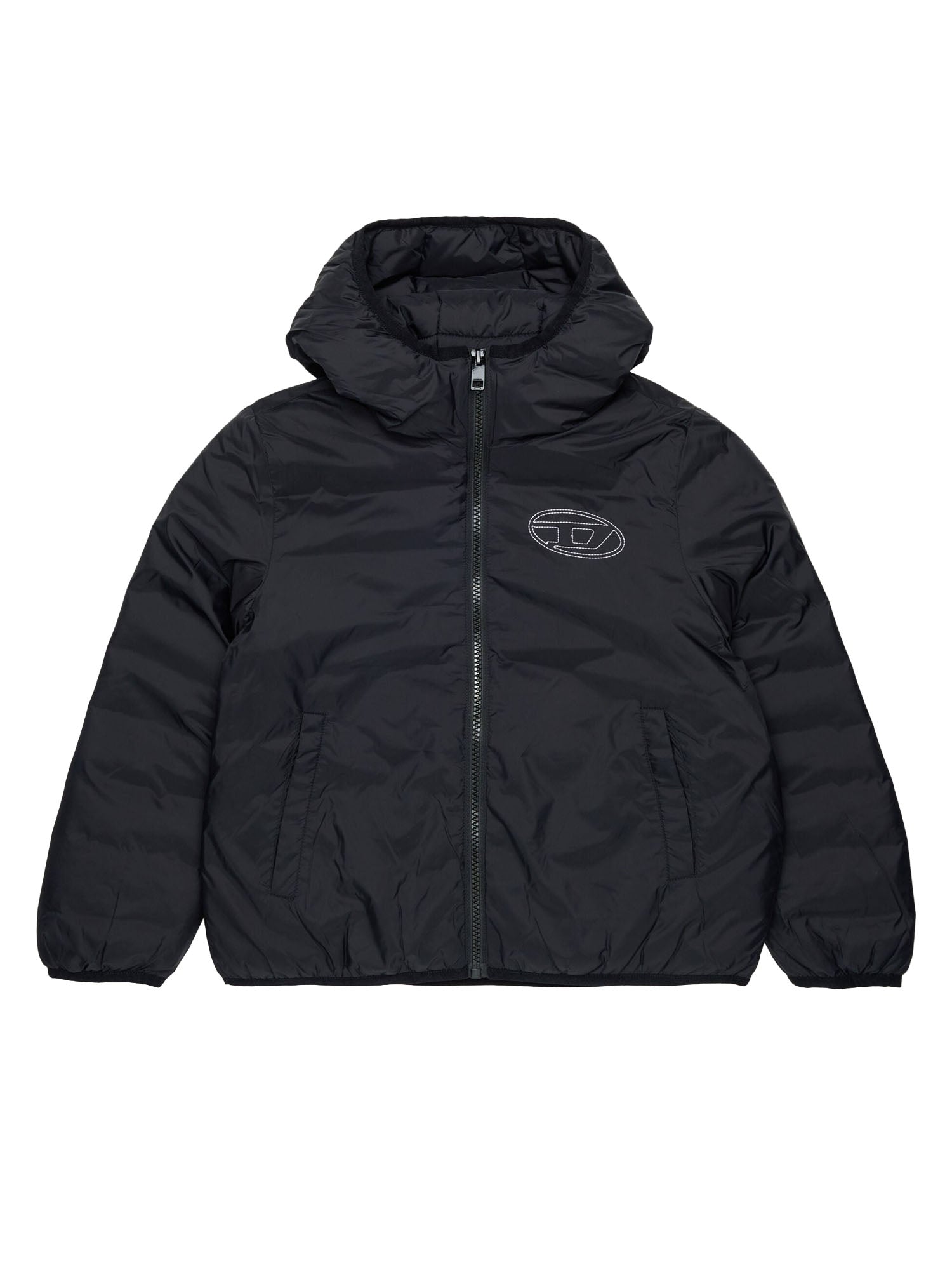 Diesel Giacca con cappuccio in nylon imbottito Bambino Nero