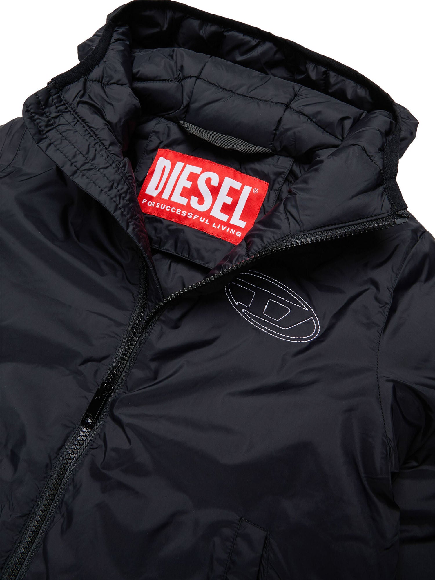 Diesel Giacca con cappuccio in nylon imbottito Bambino Nero