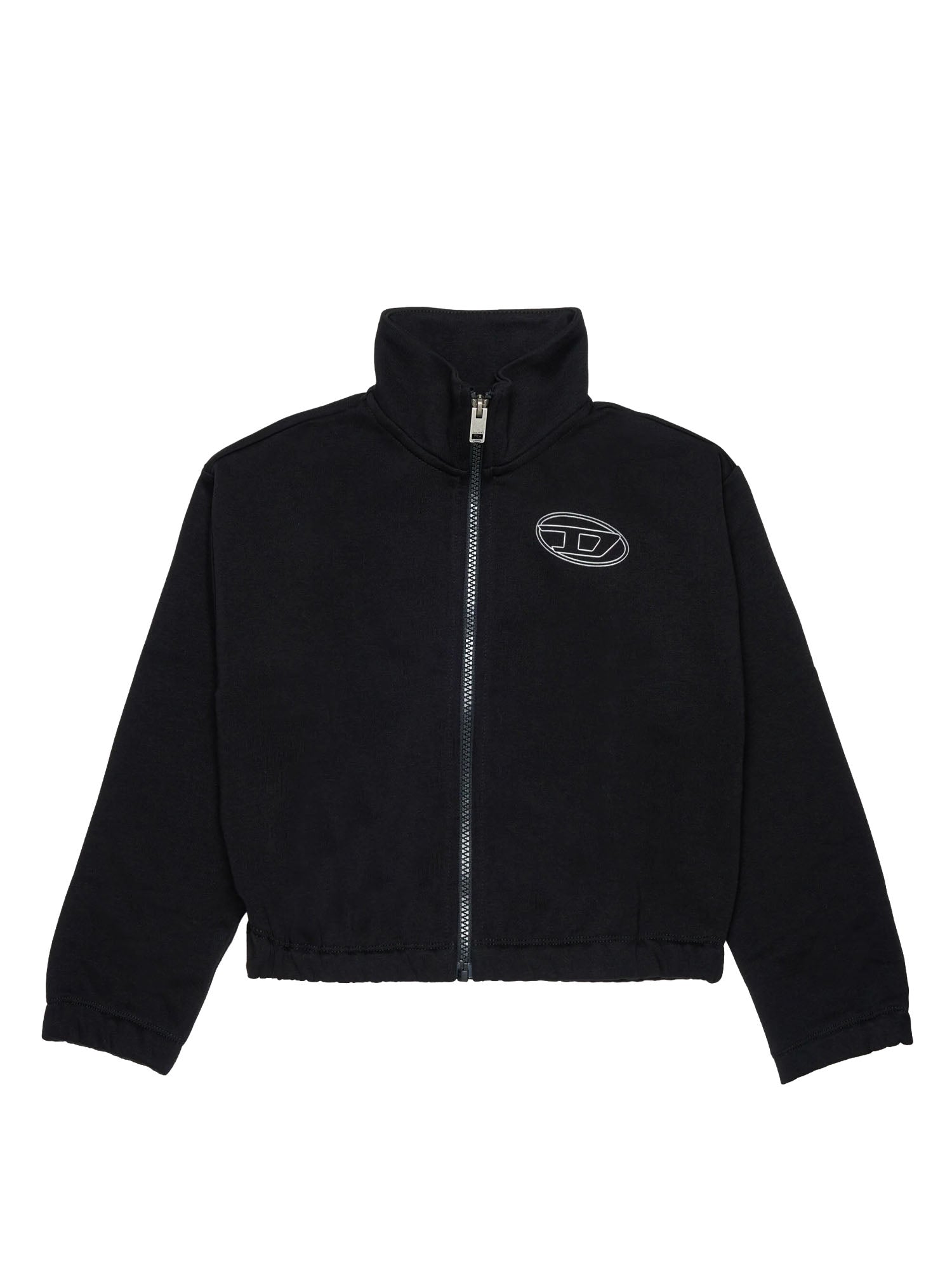Diesel Felpa con zip e logo bambino Nero