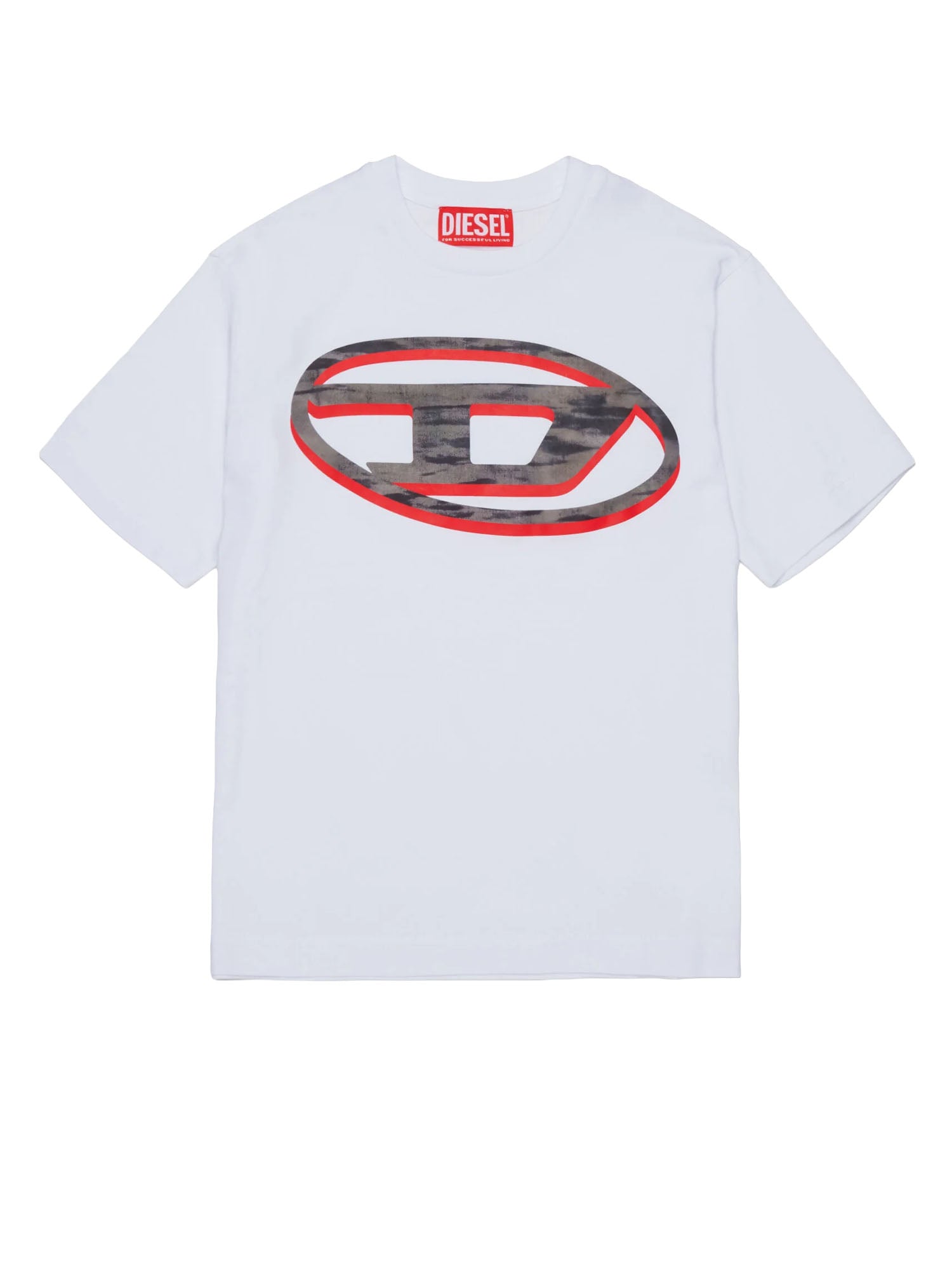 Diesel T-shirt con logo ovale D bambino Bianco