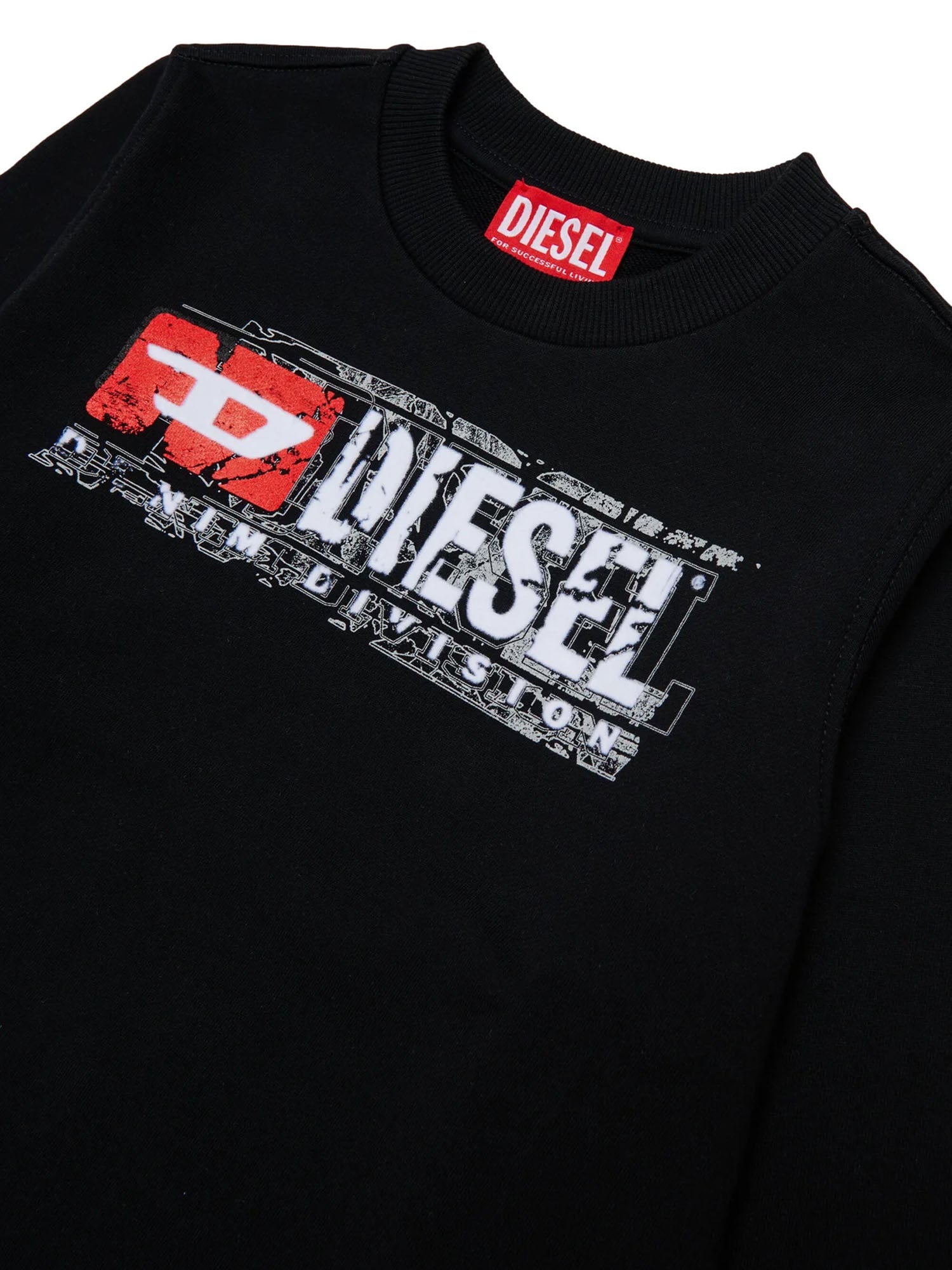 Diesel Felpa girocollo con logo bambino Nero