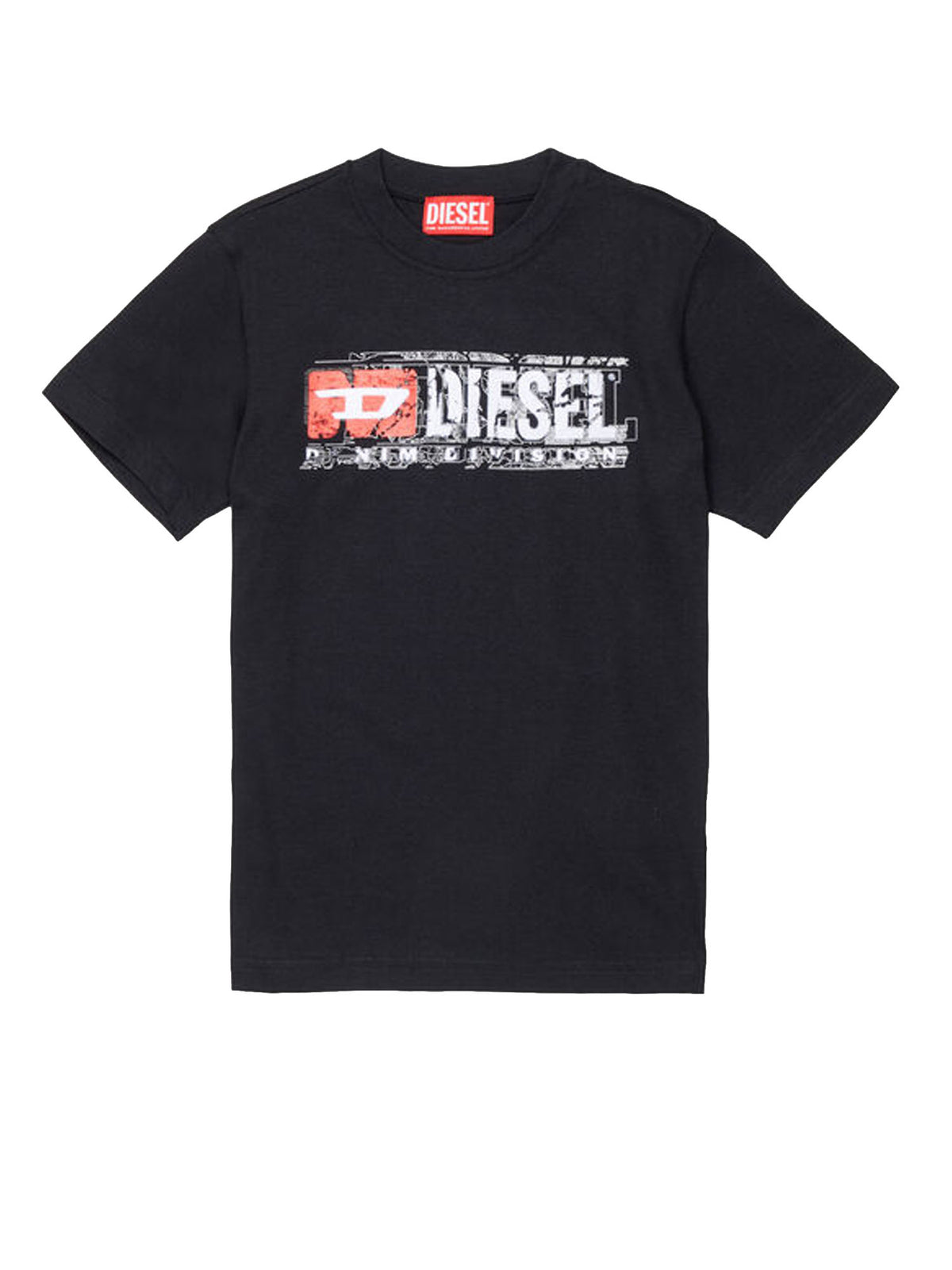 Diesel T-shirt con stampa logo distressed Bambino Nero