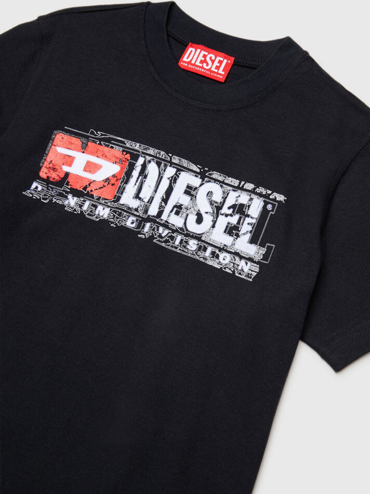Diesel T-shirt con stampa logo distressed Bambino Nero