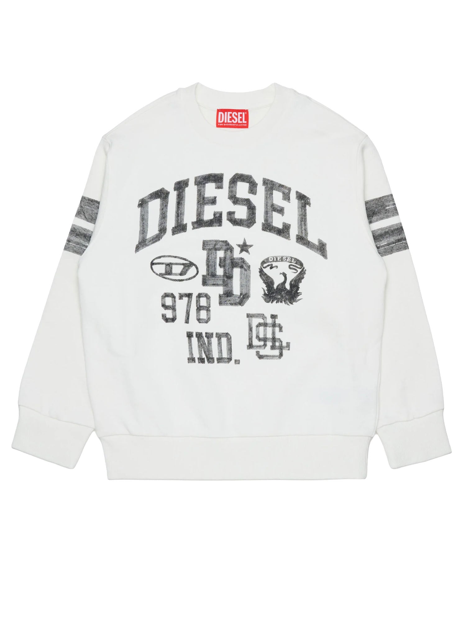 Diesel Felpa girocollo con logo Bambino Bianco