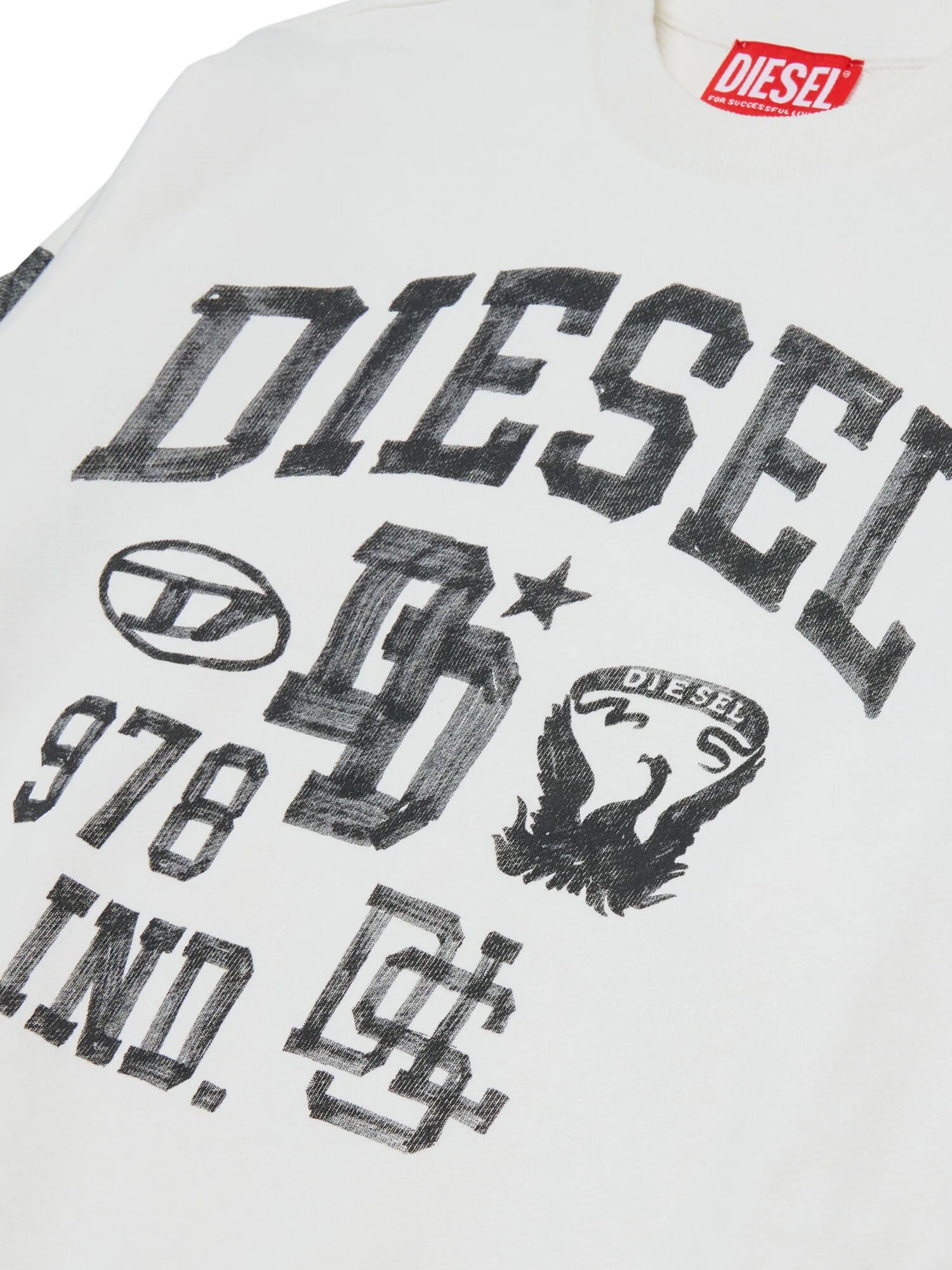 Diesel Felpa girocollo con logo Bambino Bianco