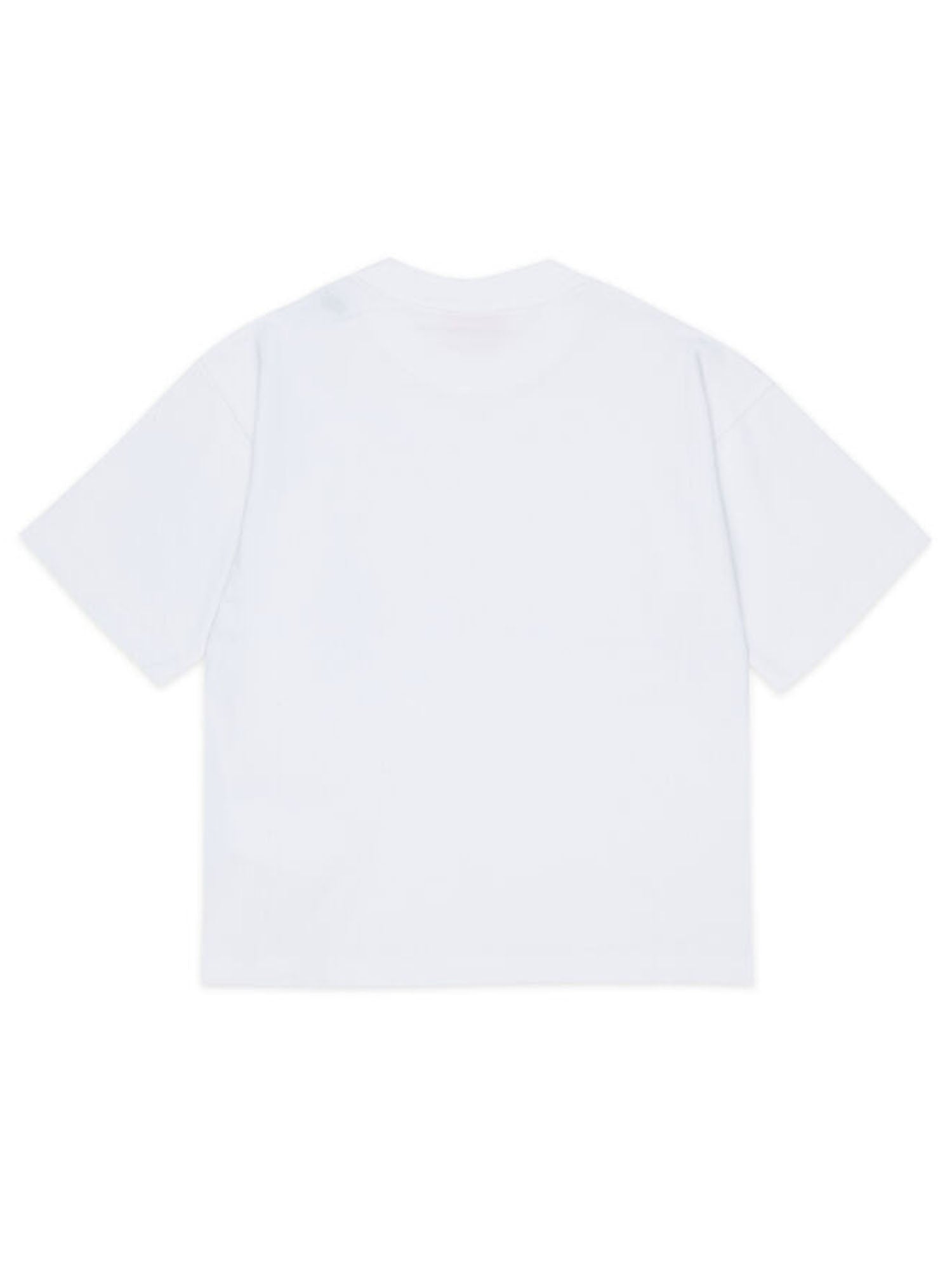 Diesel T-shirt in cotone con ricamo Oval D tono su tono bambino Bianco