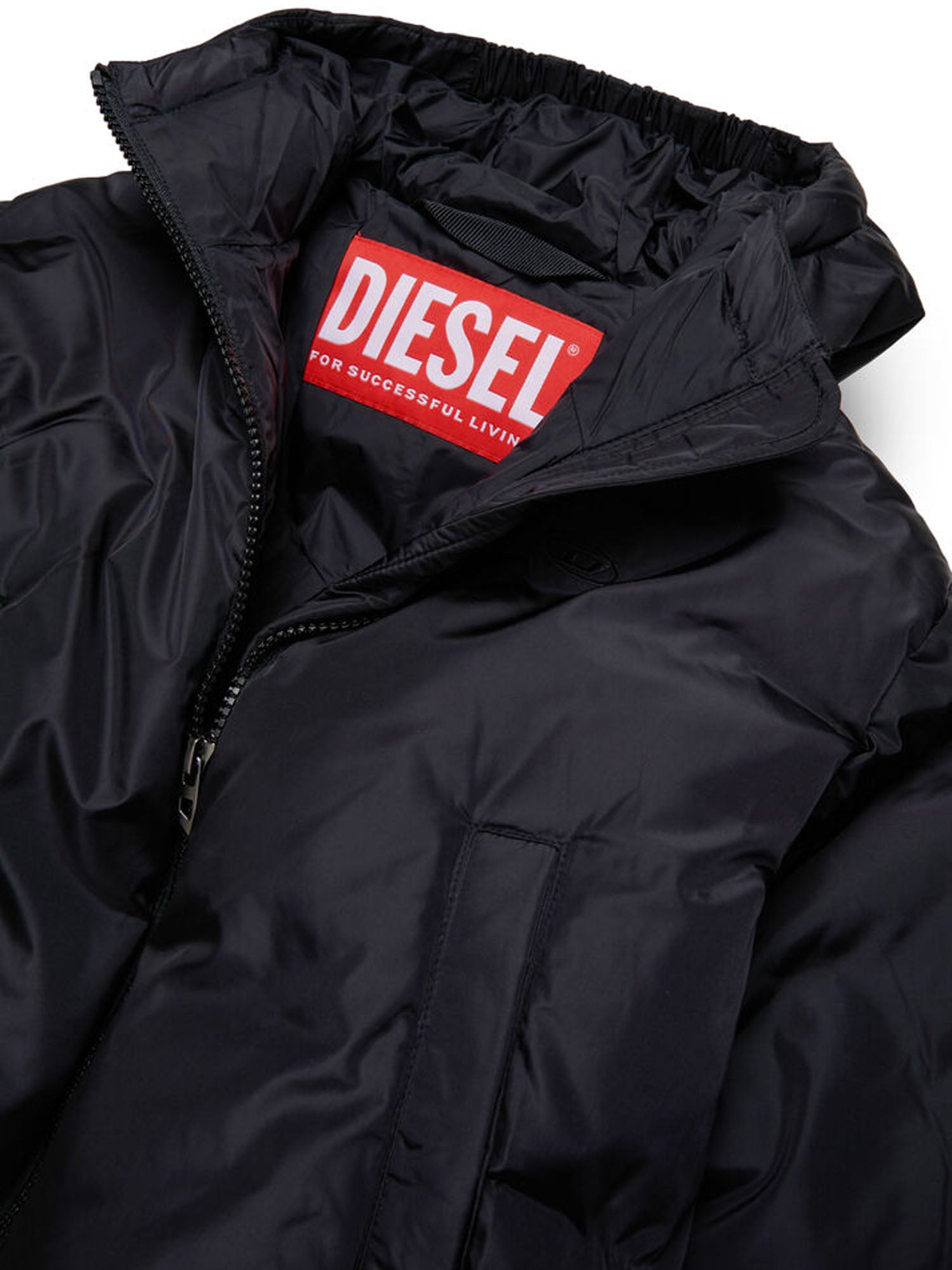 Diesel Piumino con cappuccio bambino Nero