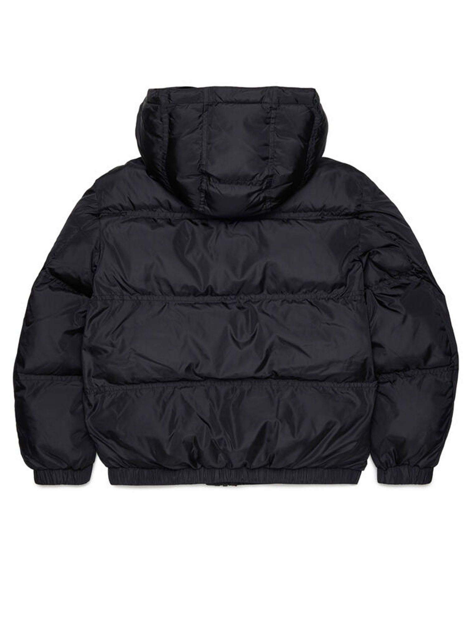 Diesel Piumino con cappuccio e tasche oversize bambino Nero