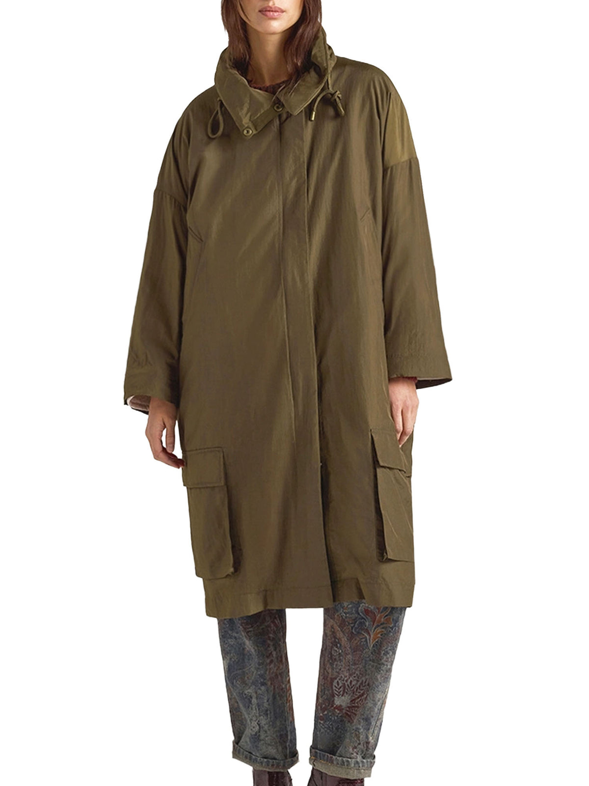 Momonì Cappotto Kjara in nylon con interno in teddy removibile Verde