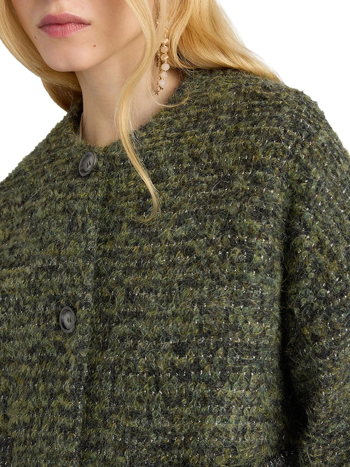 Momonì Giacca Mosara in lana e lurex Verde