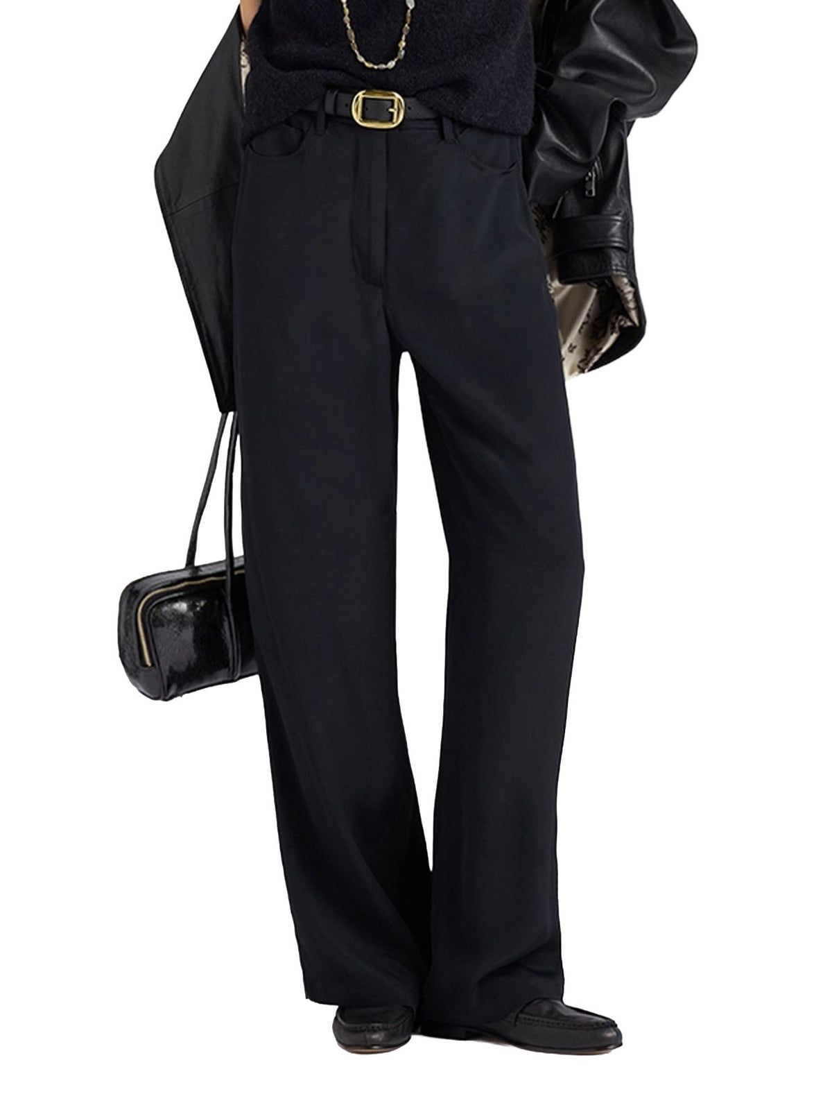 Momonì Pantalone 5 tasche Ortiz in twill di seta stampato Nero