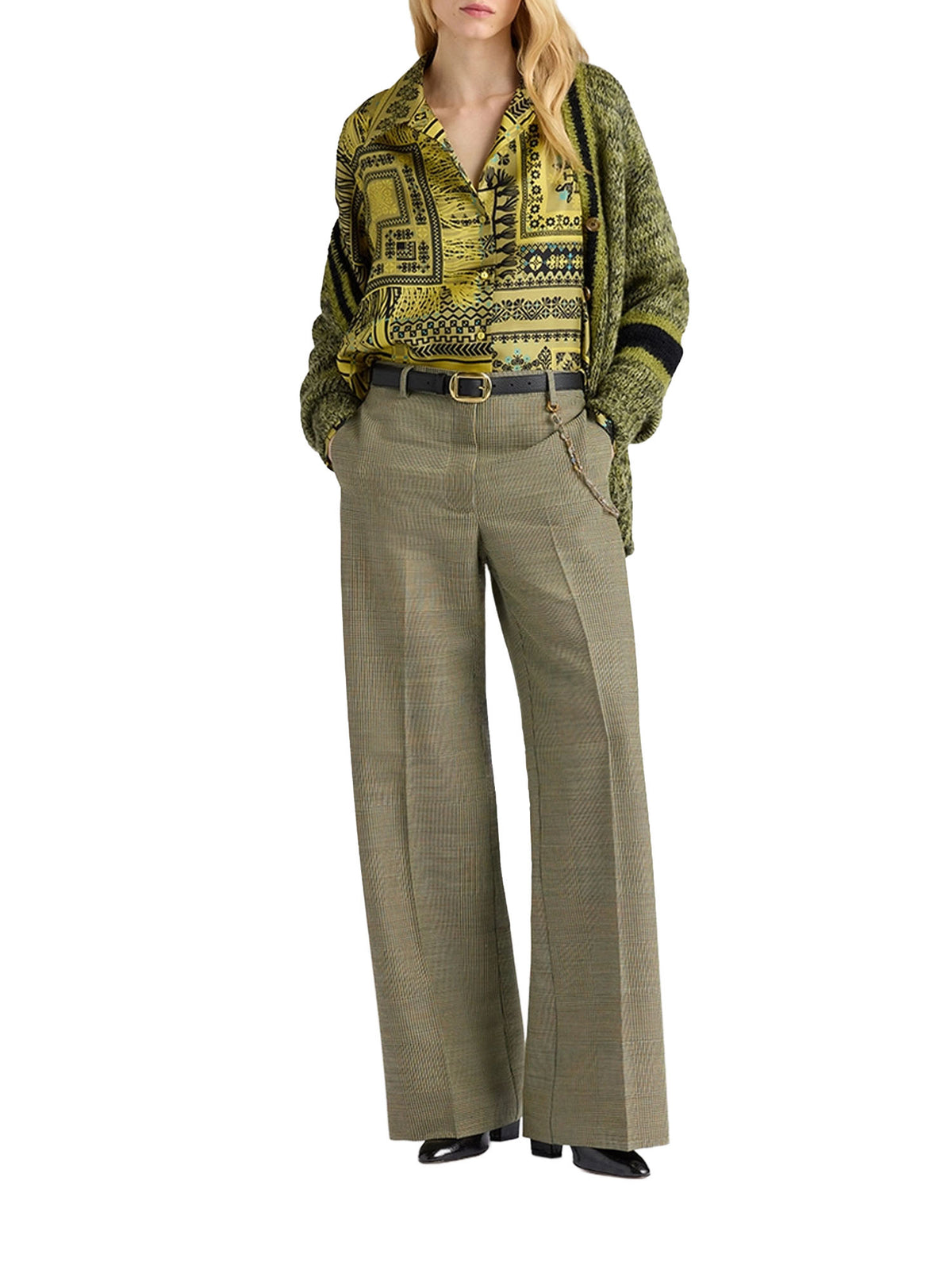 Momonì Pantalone sartoriale a sigaretta Aron in lana stretch Verde