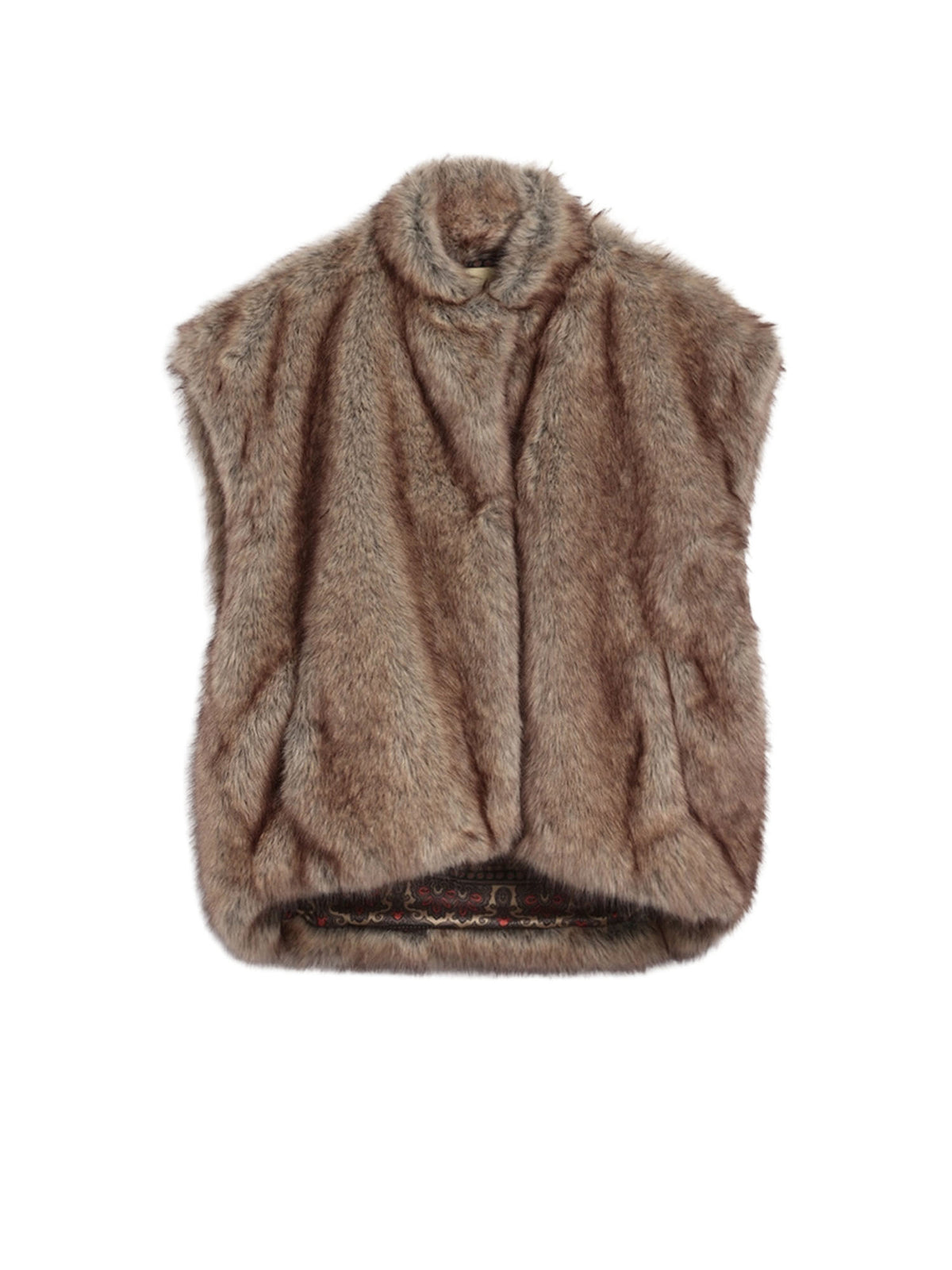 Momonì Maxi gilet Talulah in ecofur a pelo lungo Marrone