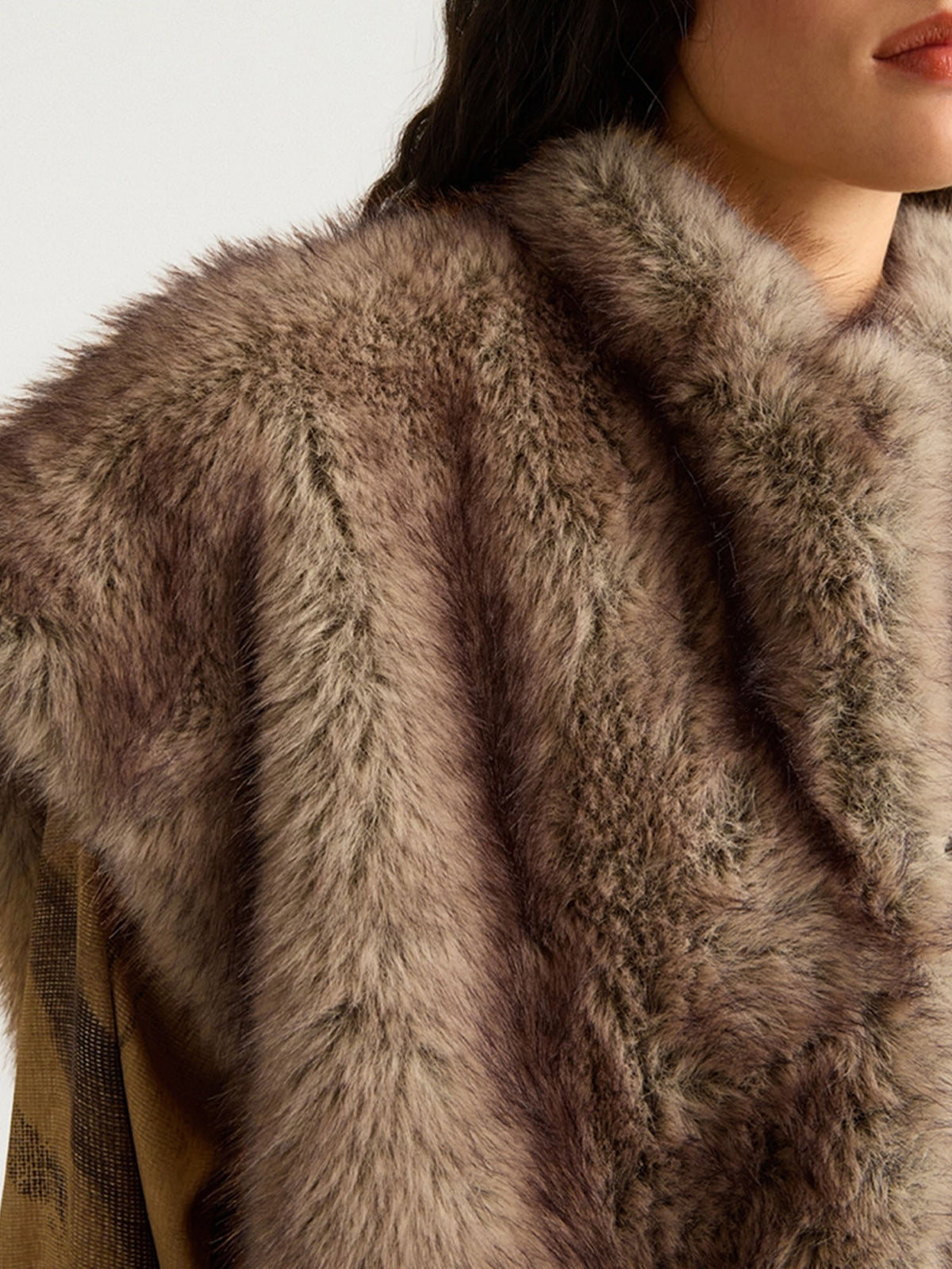 Momonì Maxi gilet Talulah in ecofur a pelo lungo Marrone