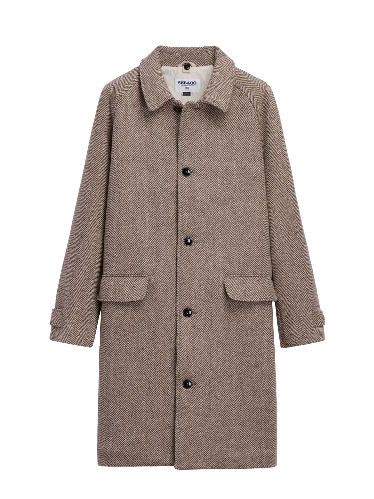 Sebago Cappotto in lana Bingham Herringbone Beige