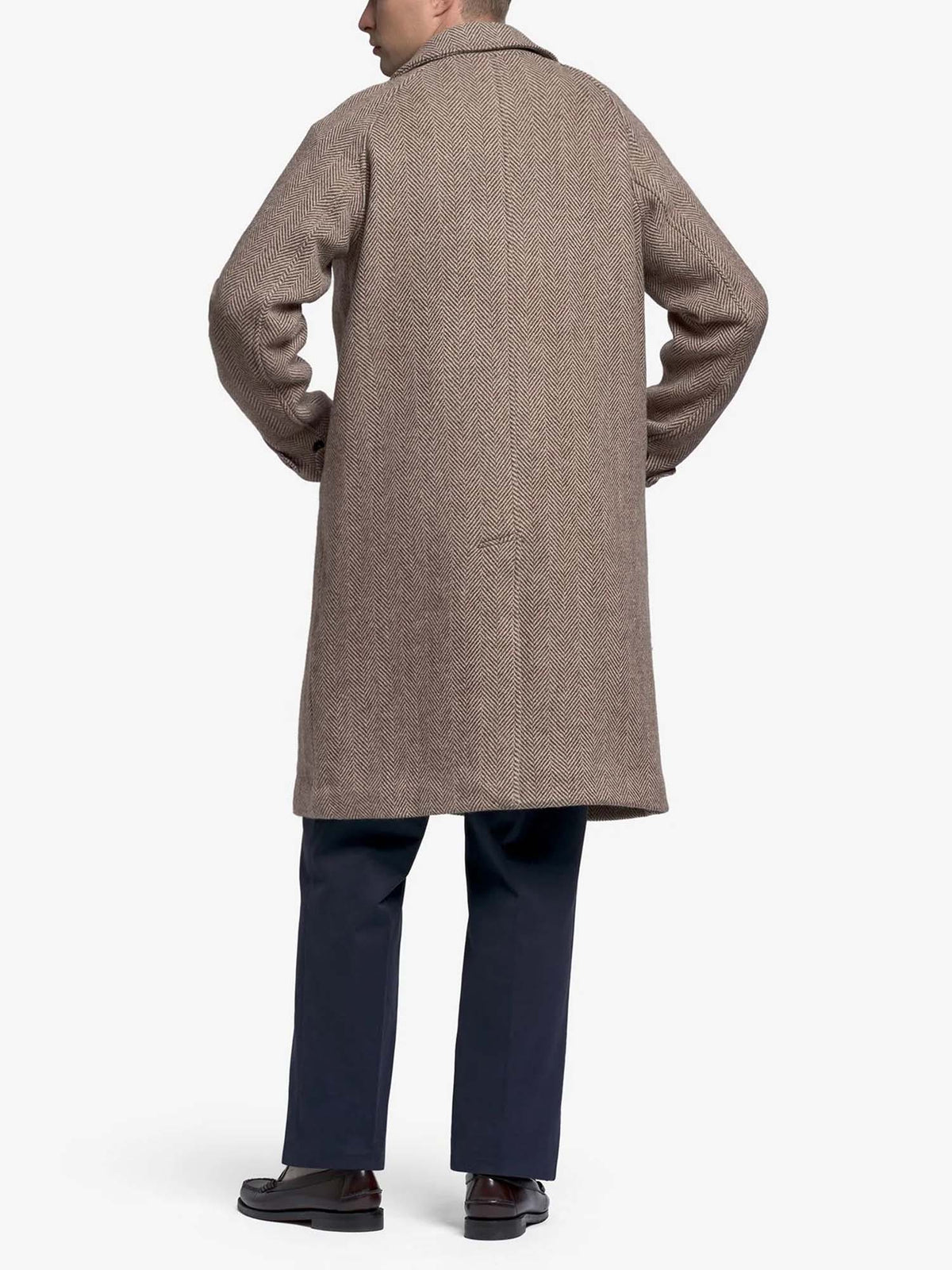 Sebago Cappotto in lana Bingham Herringbone Beige