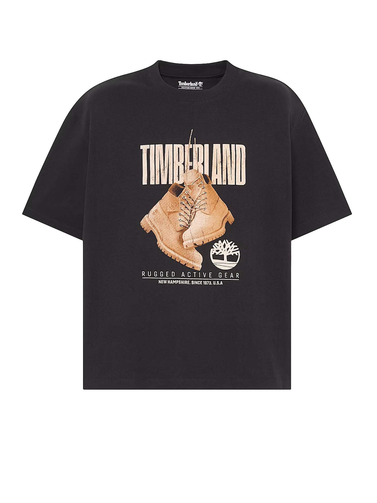 Timberland T-shirt a Maniche Corte Rugged Boot da Uomo Nero