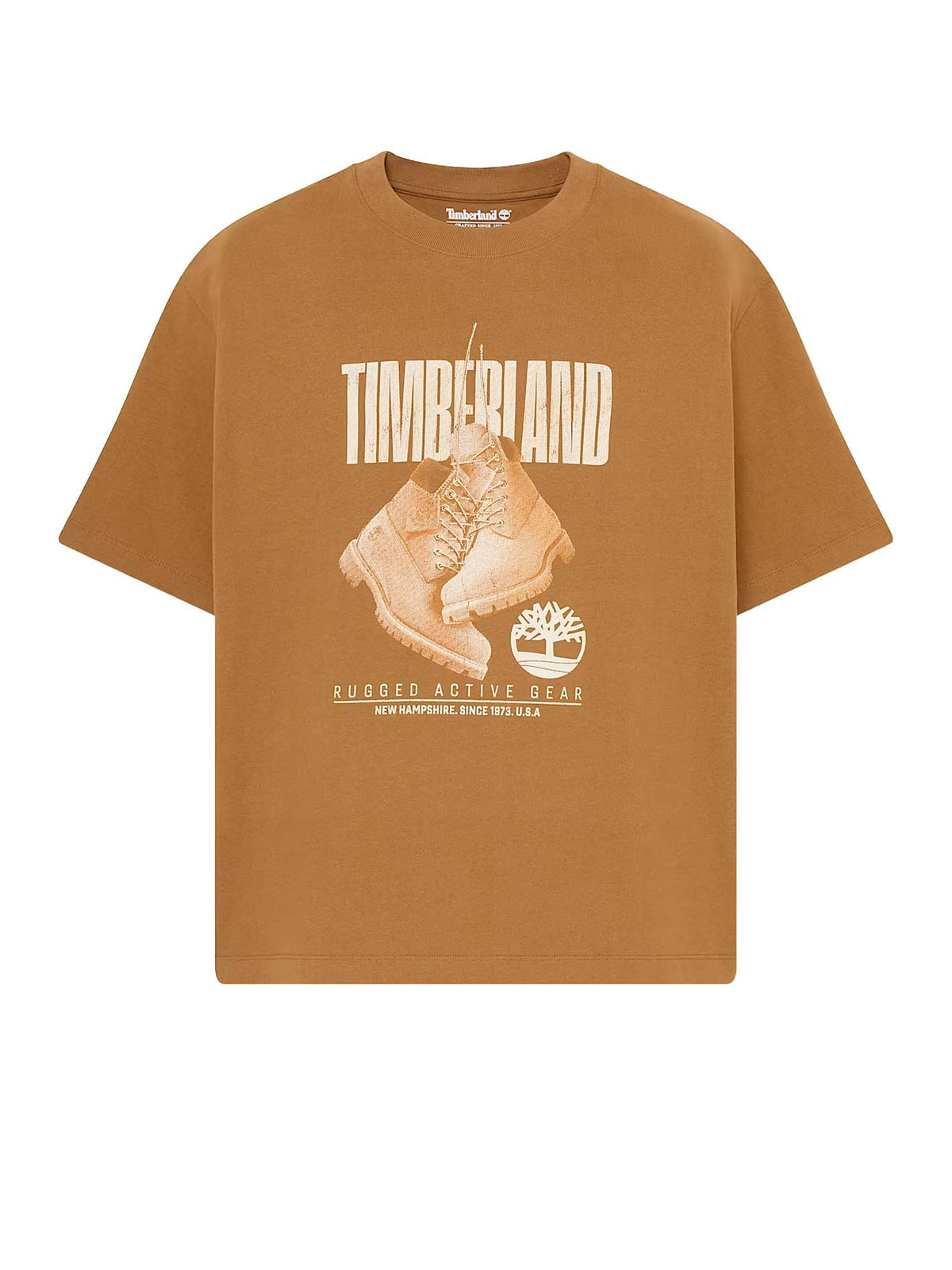 Timberland T-shirt a Maniche Corte Rugged Boot da Uomo Marrone