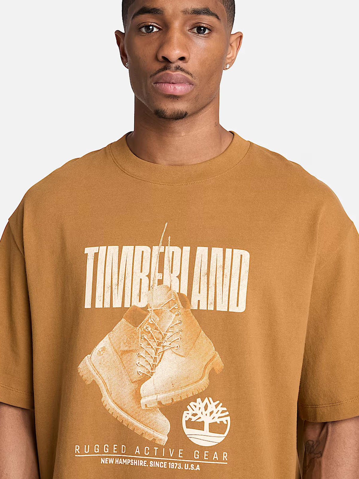 Timberland T-shirt a Maniche Corte Rugged Boot da Uomo Marrone