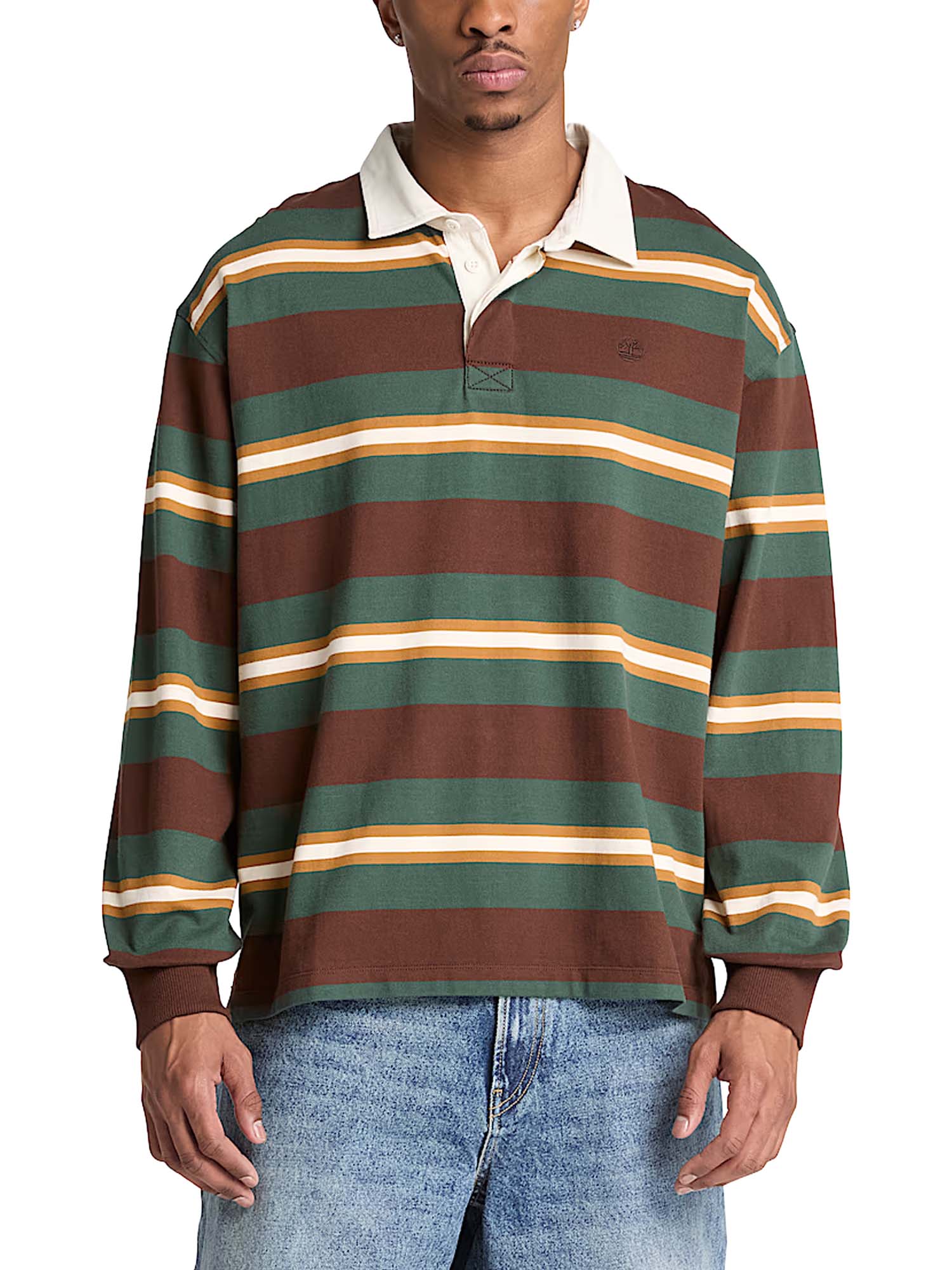 Timberland Polo Rugby a Maniche Lunghe da Uomo Marrone