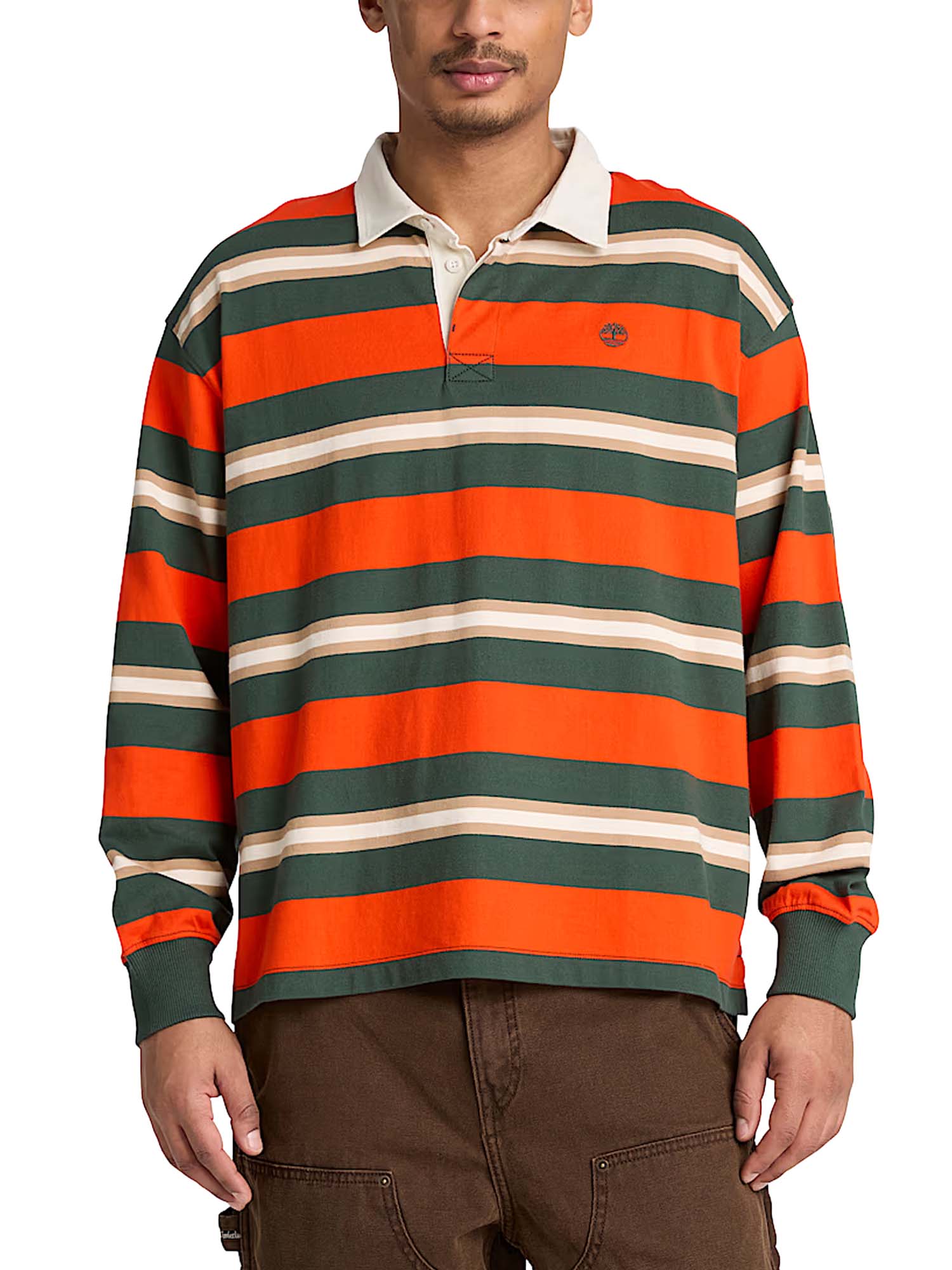 Timberland Polo Rugby a Maniche Lunghe da Uomo Arancione
