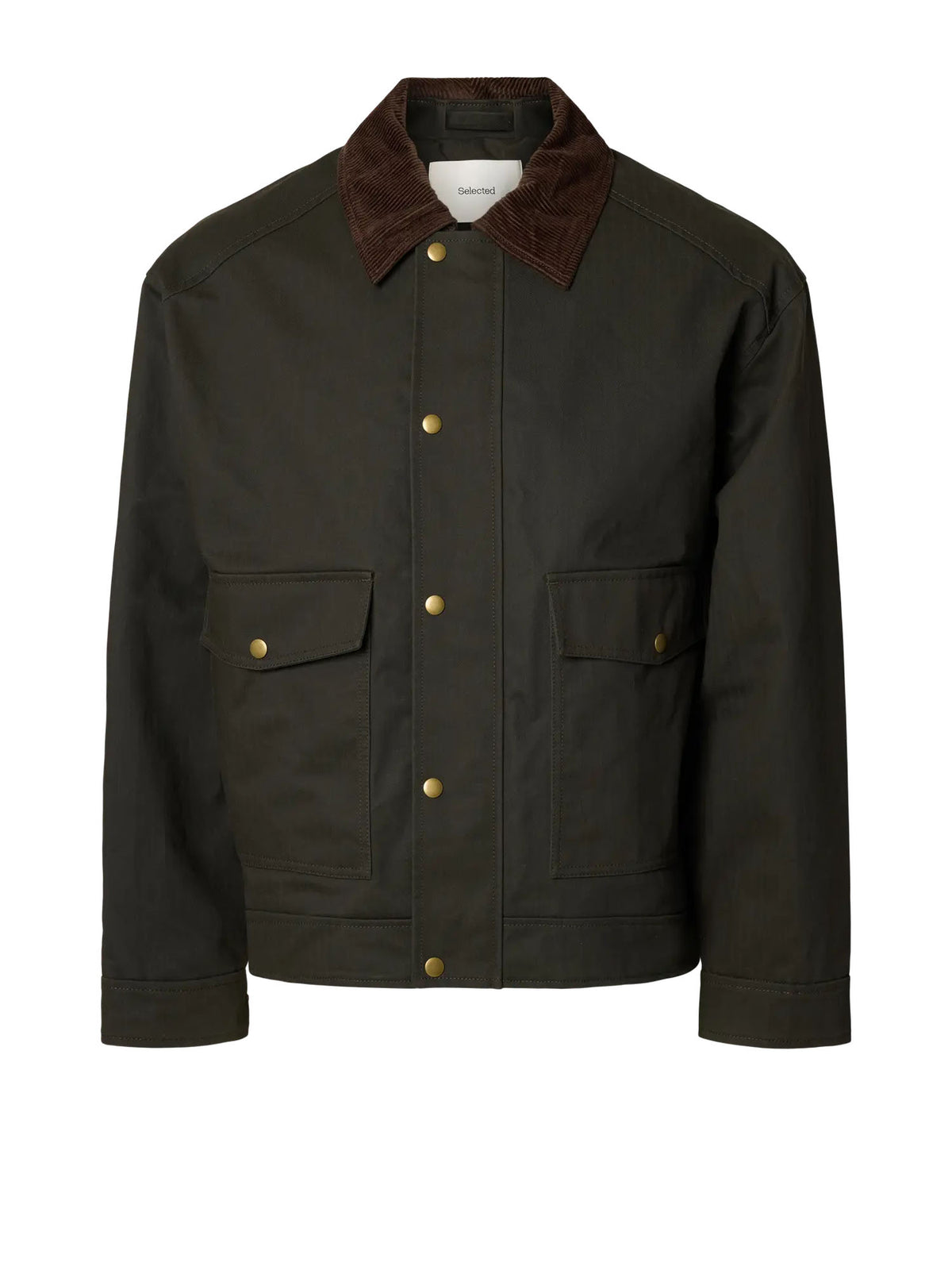 Selected Montana Waxed Cotton Jacket Marrone