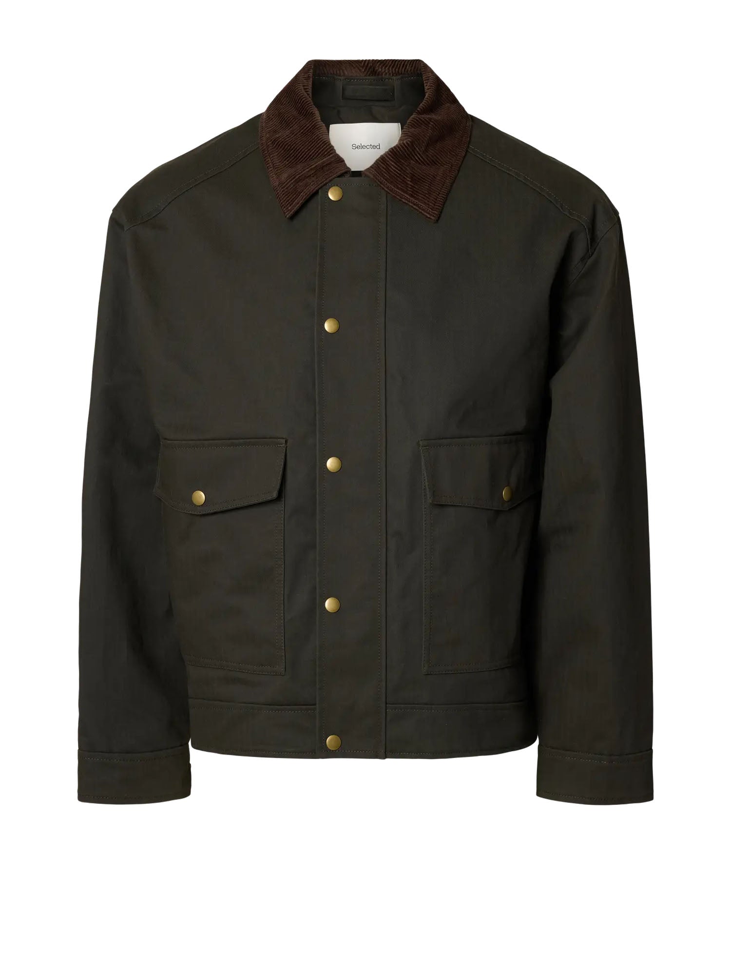 Selected Montana Waxed Cotton Jacket Marrone