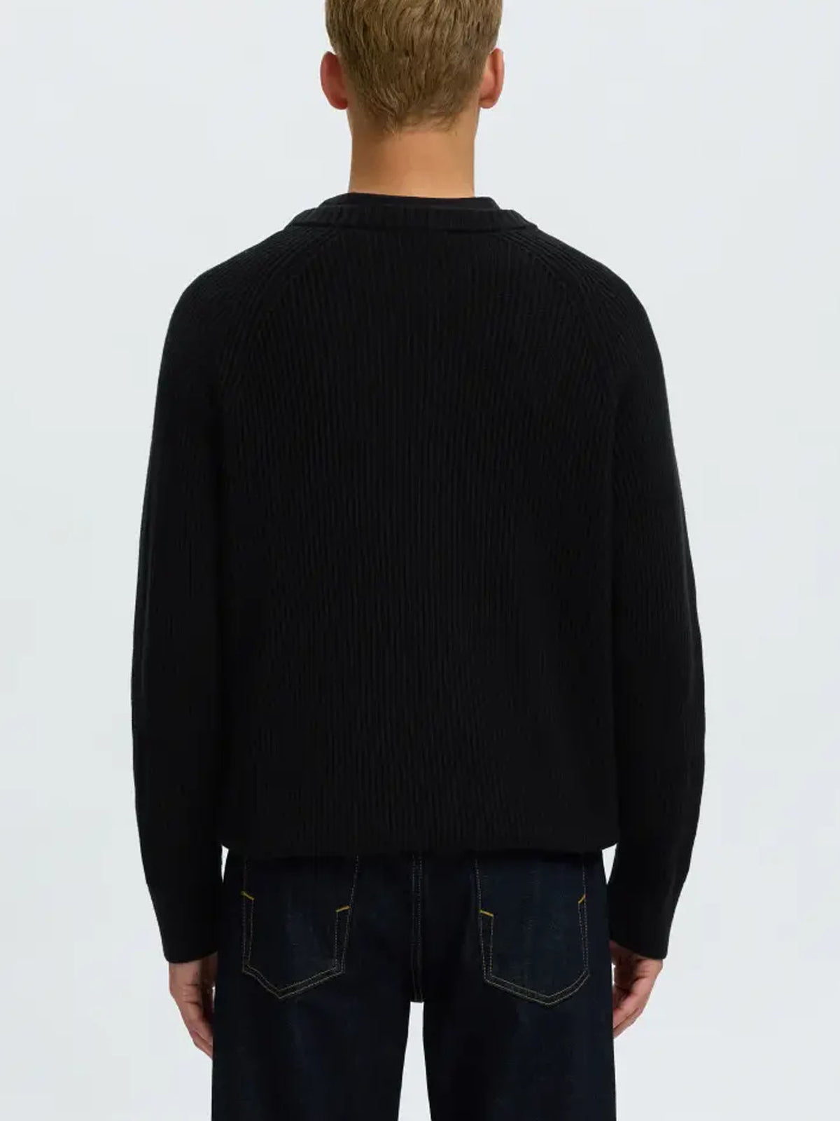 Selected SLMBraun Knit Rlx Rib Crew Neck Noos Nero