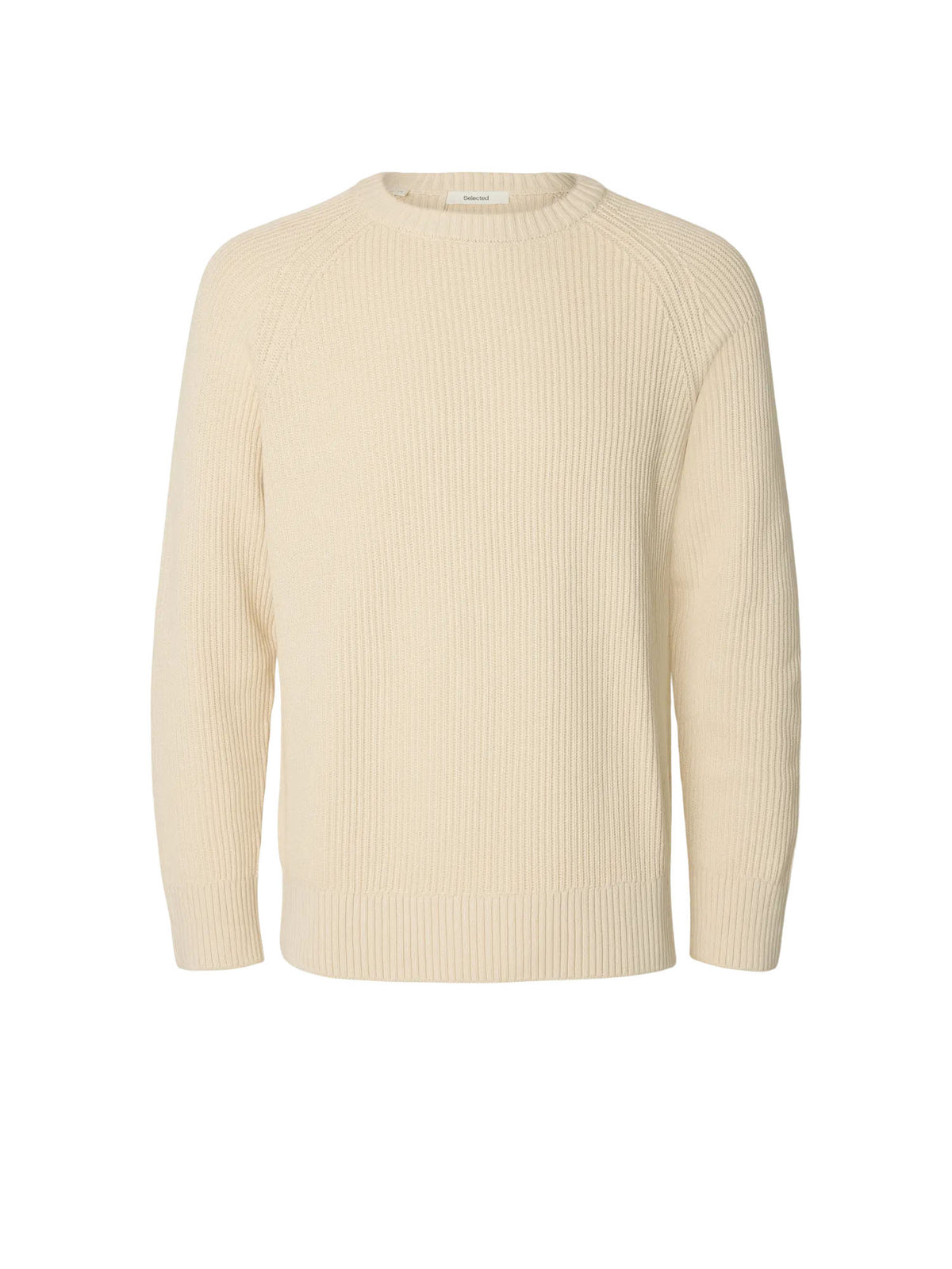 Selected SLMBraun Knit Rlx Rib Crew Neck Noos Beige