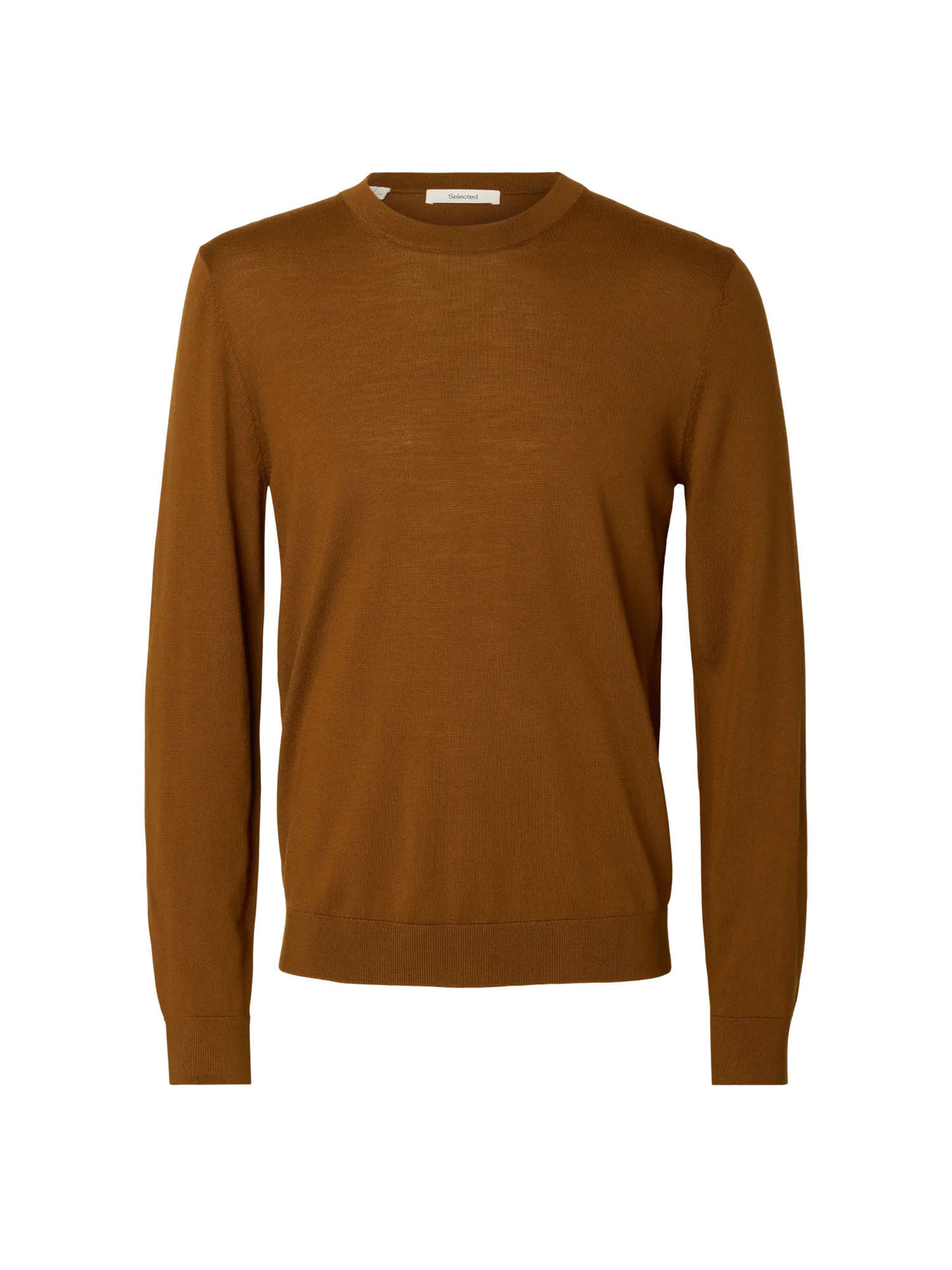 Selected Maglione SLMTRAY Merino Crew Neck Marrone
